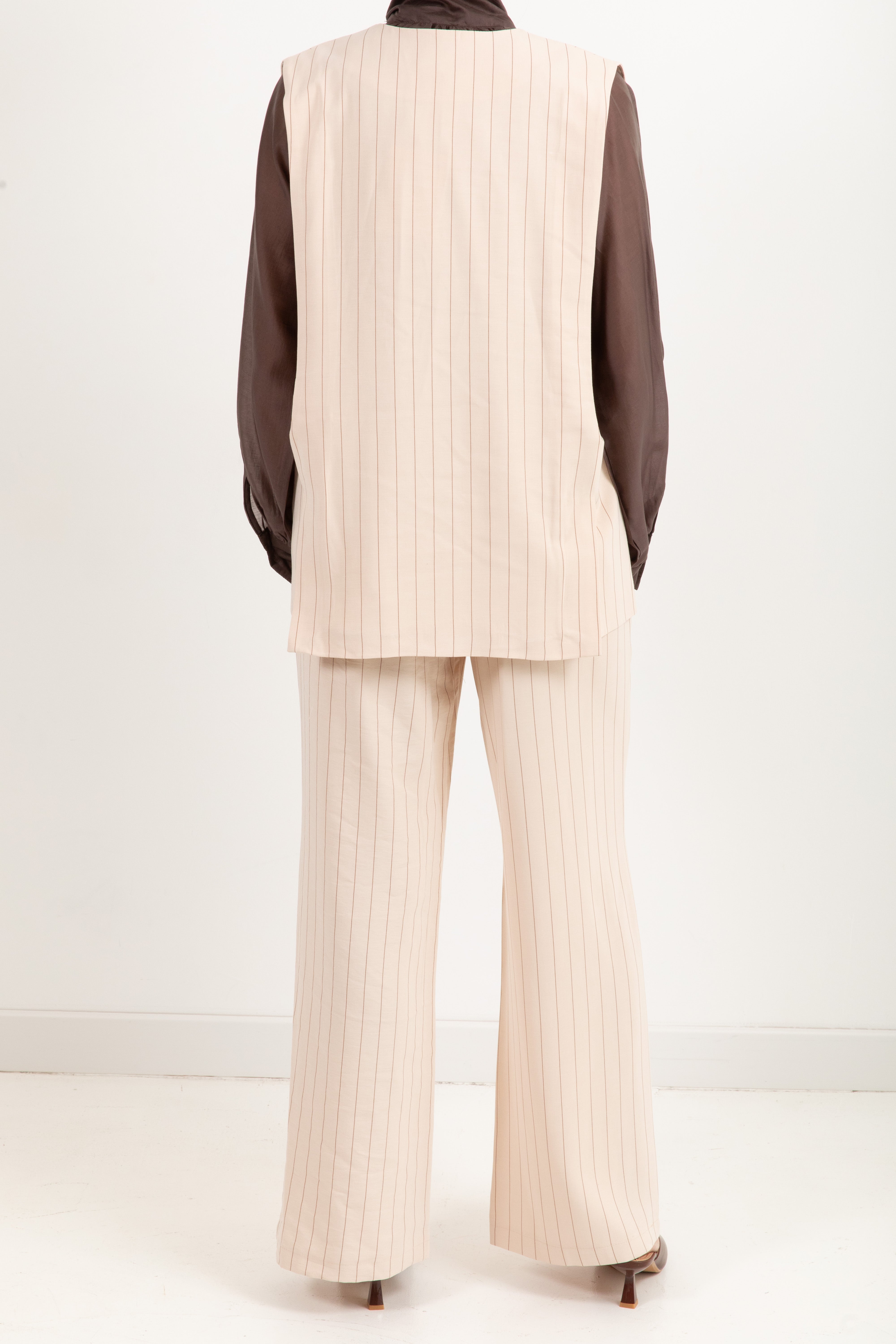 Coordinato gessato gilet e pantalone gamba dritta Susy Mix