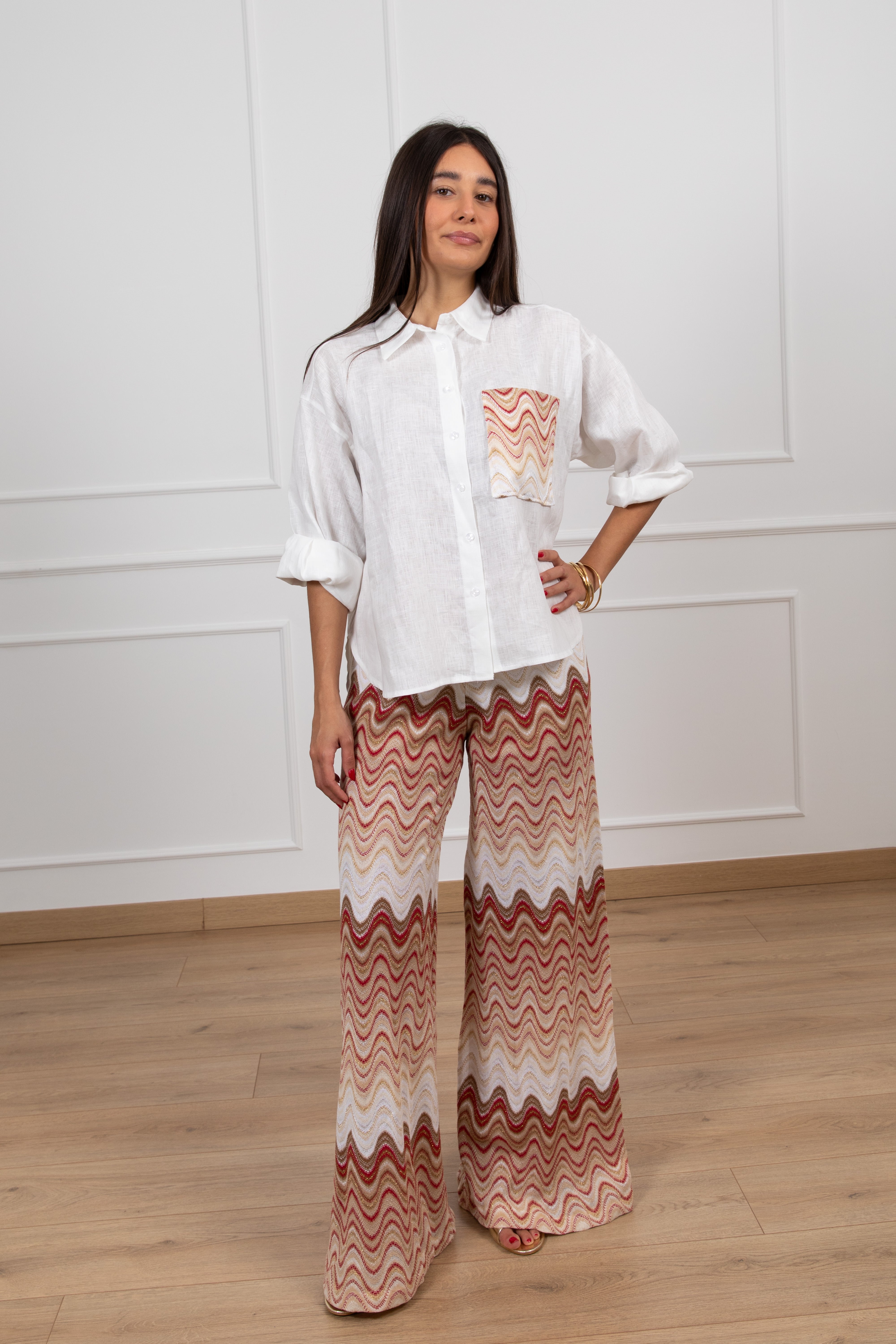 Pantalone fantasia zig-zag filo lurex Tensione IN