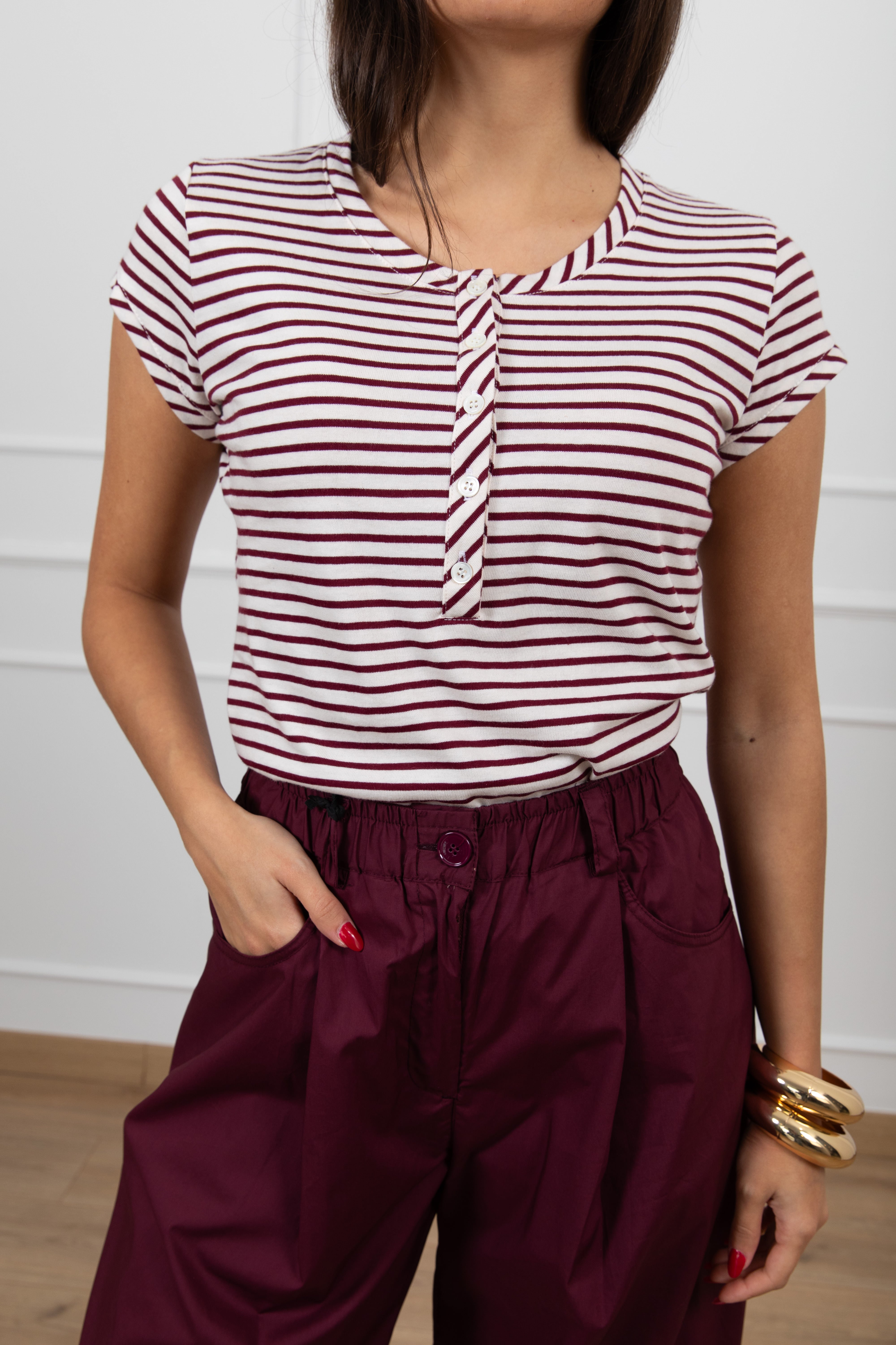 T-shirt serafino a righe ViCOLO
