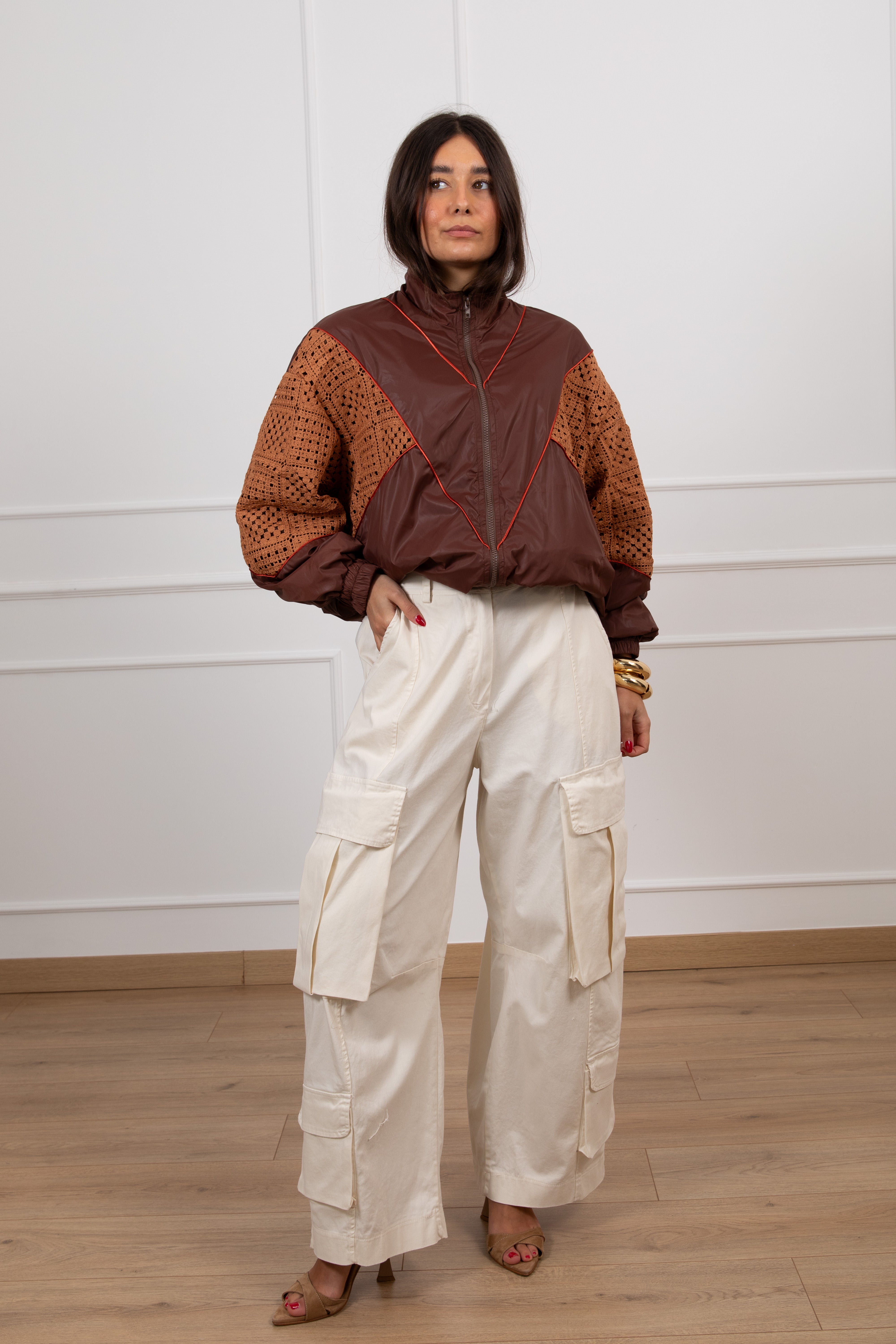 Bomber con inserto macramè ViCOLO