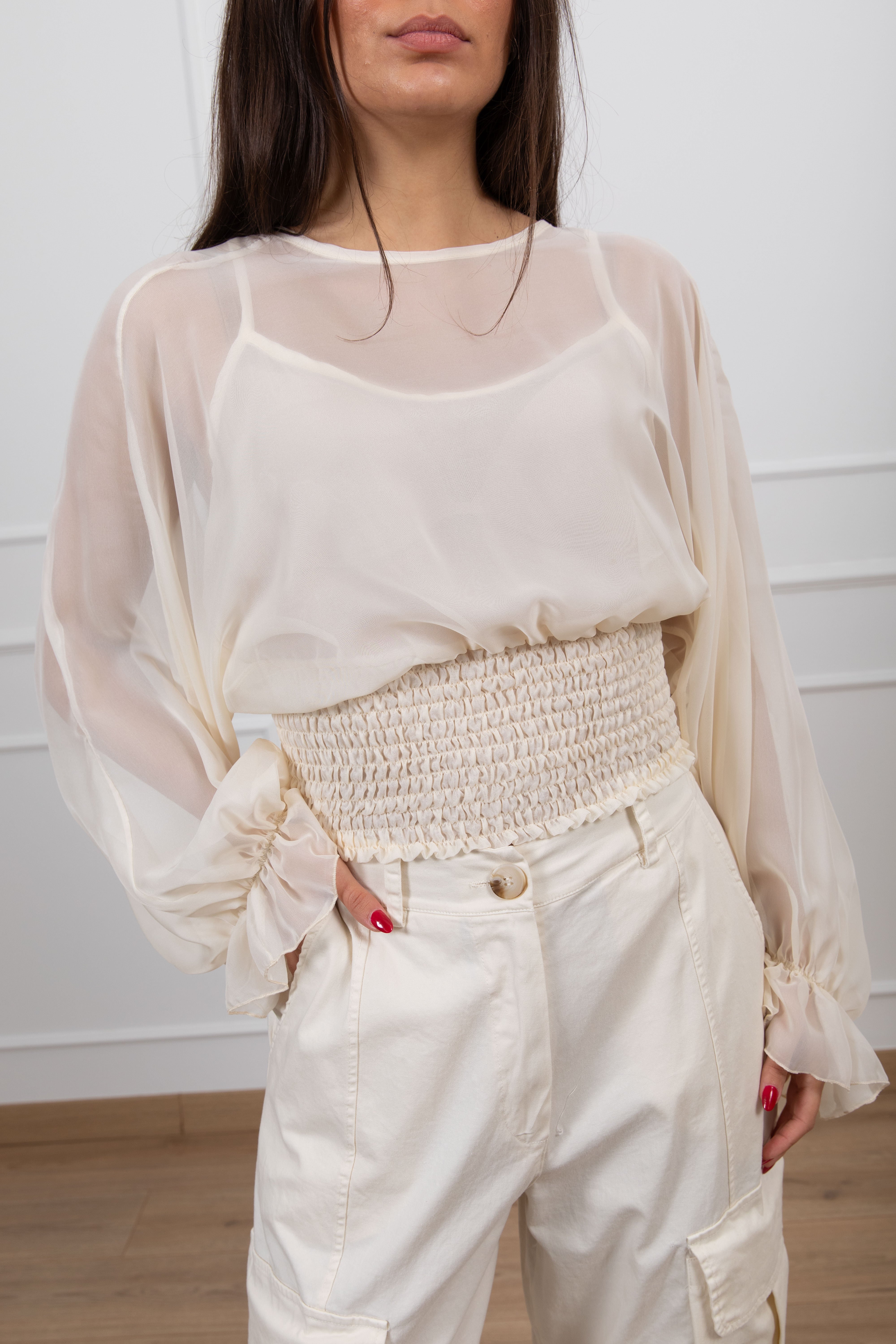 Blusa cropped con elastico Tensione IN
