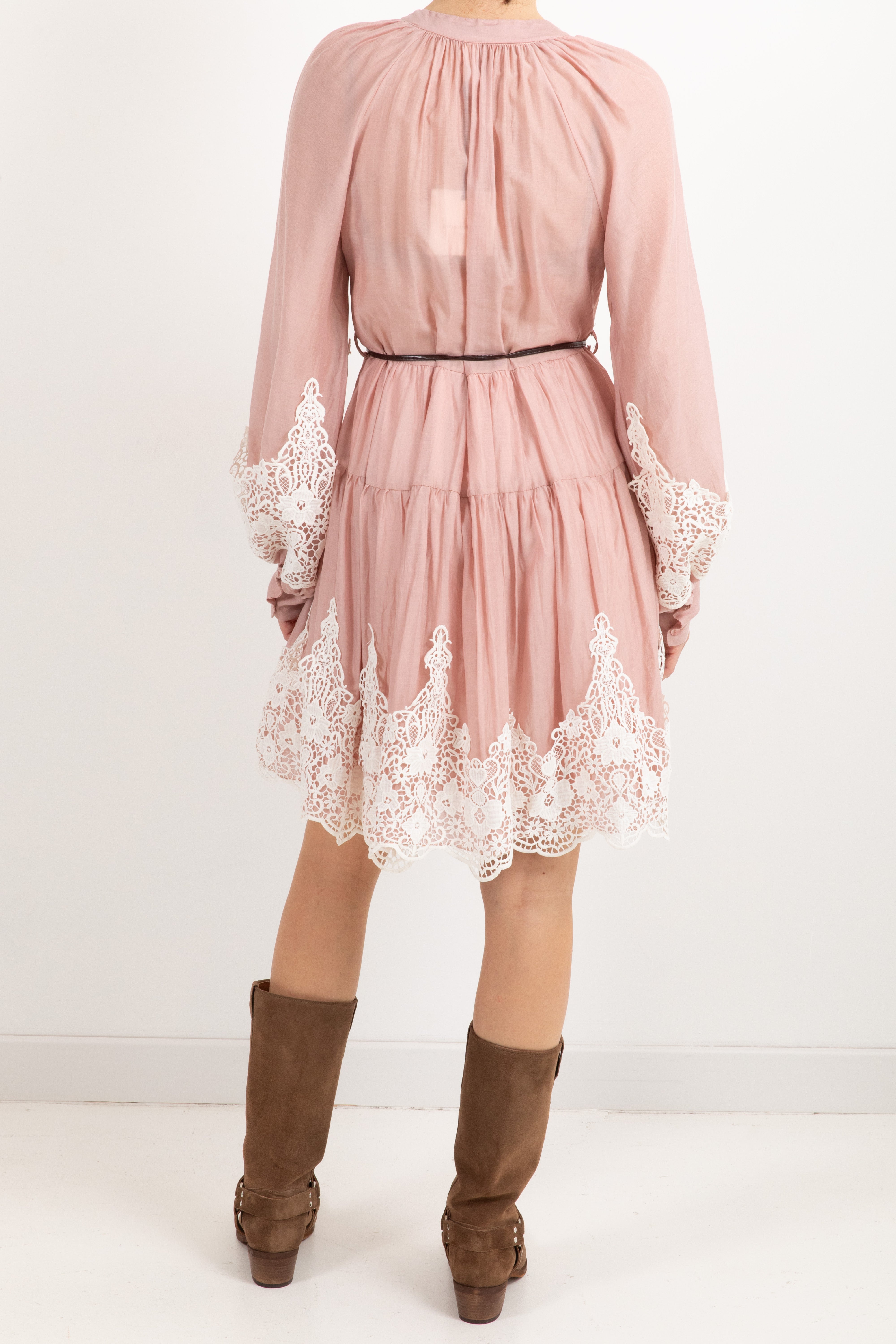 Mini-abito in tencel con ricamo in pizzo Tensione IN
