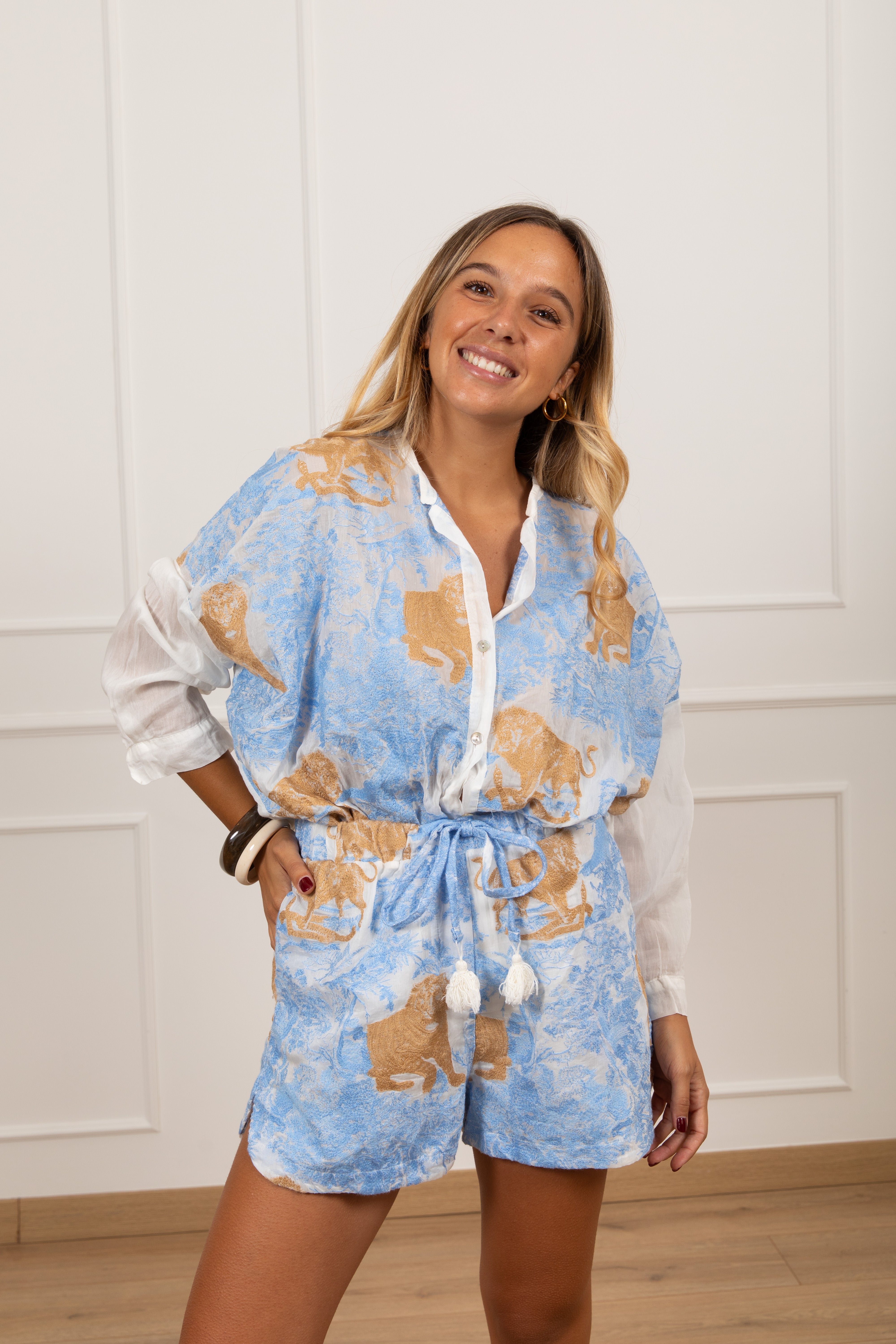Shorts ricamo tela de jouy Tensione IN