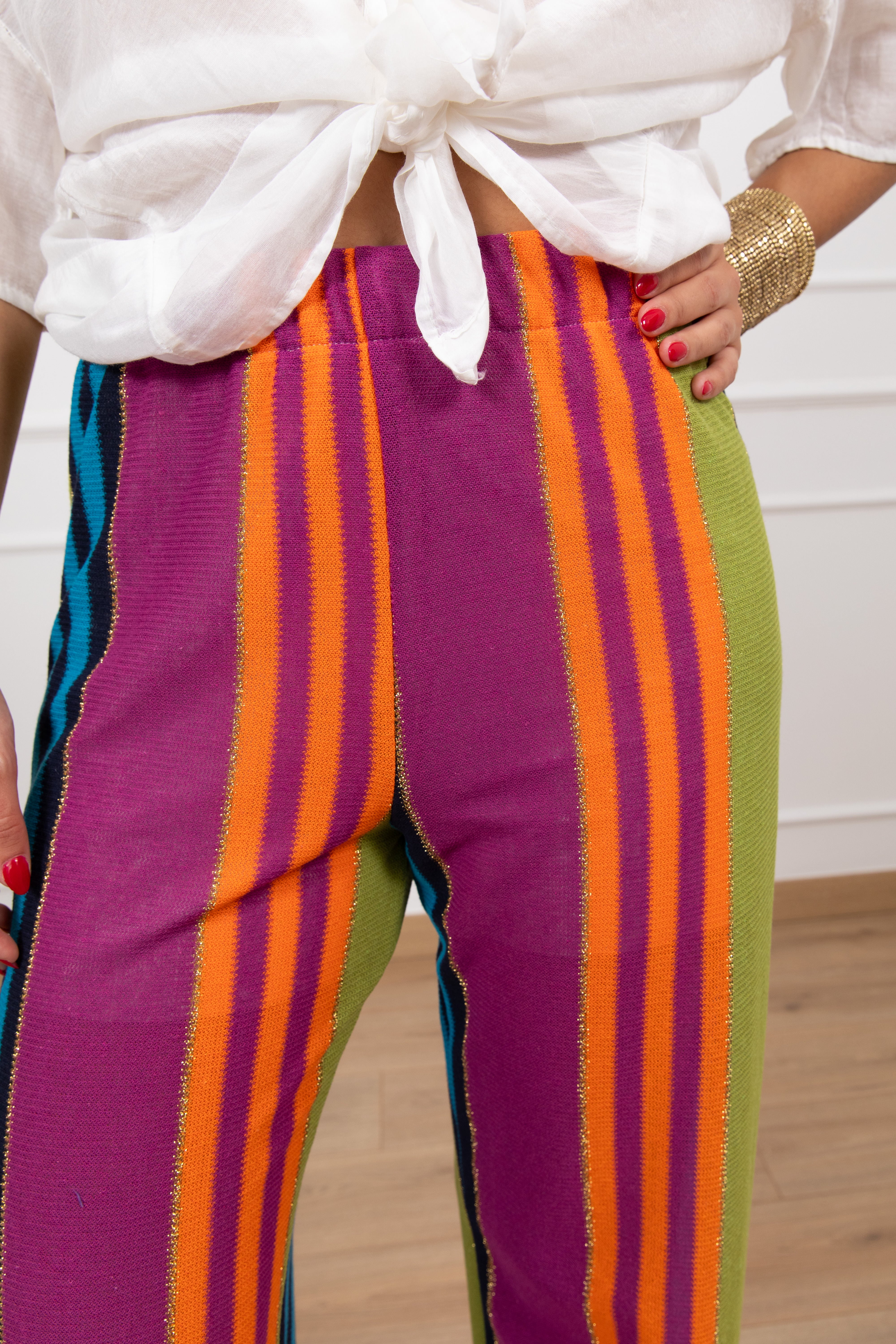 Pantalone motivo macro riga lurex ViCOLO