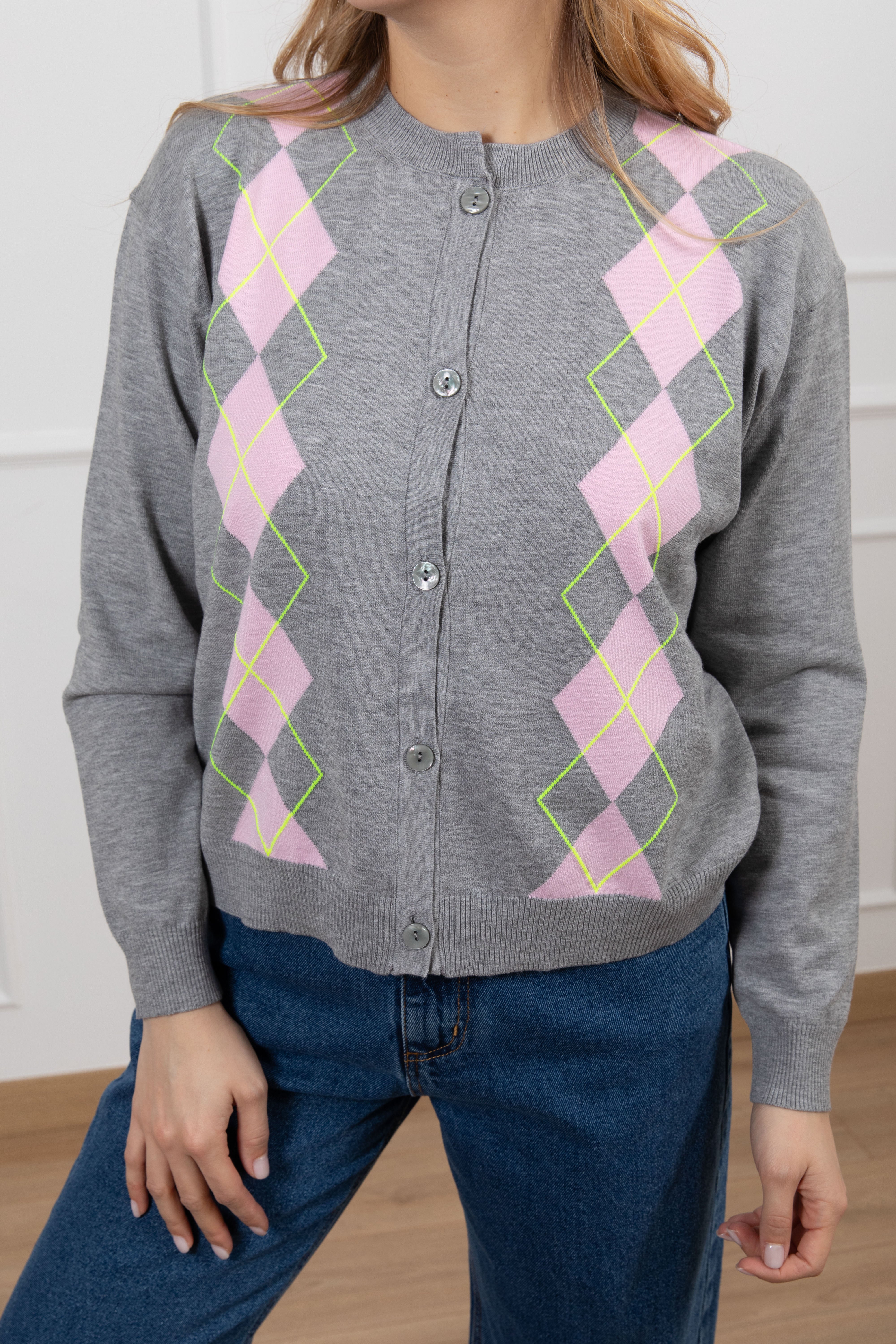 Cardigan in viscosa a rombi ViCOLO NEW COLLECTION