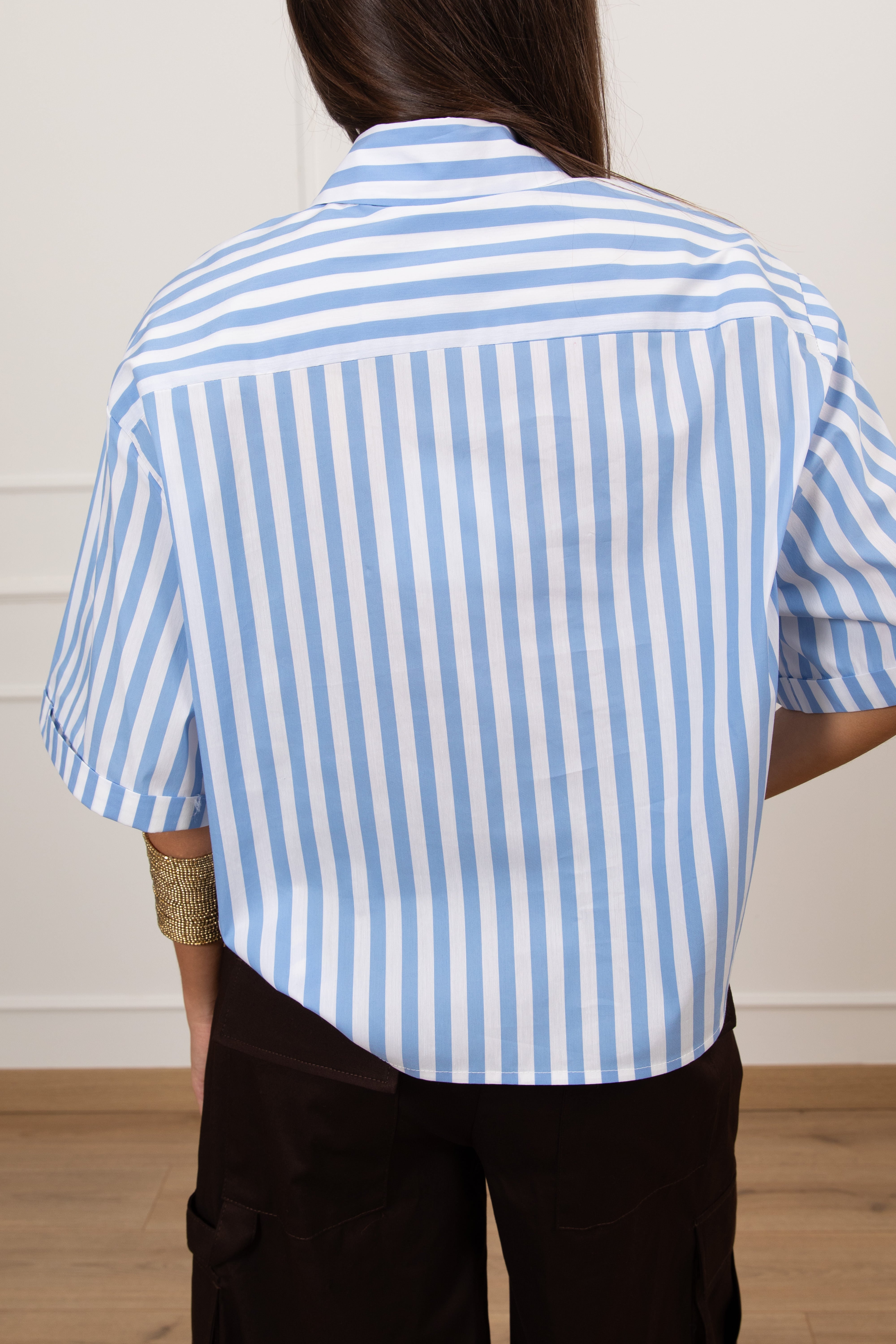Camicia manica corta a righe "N 5" in cotone Tensione IN