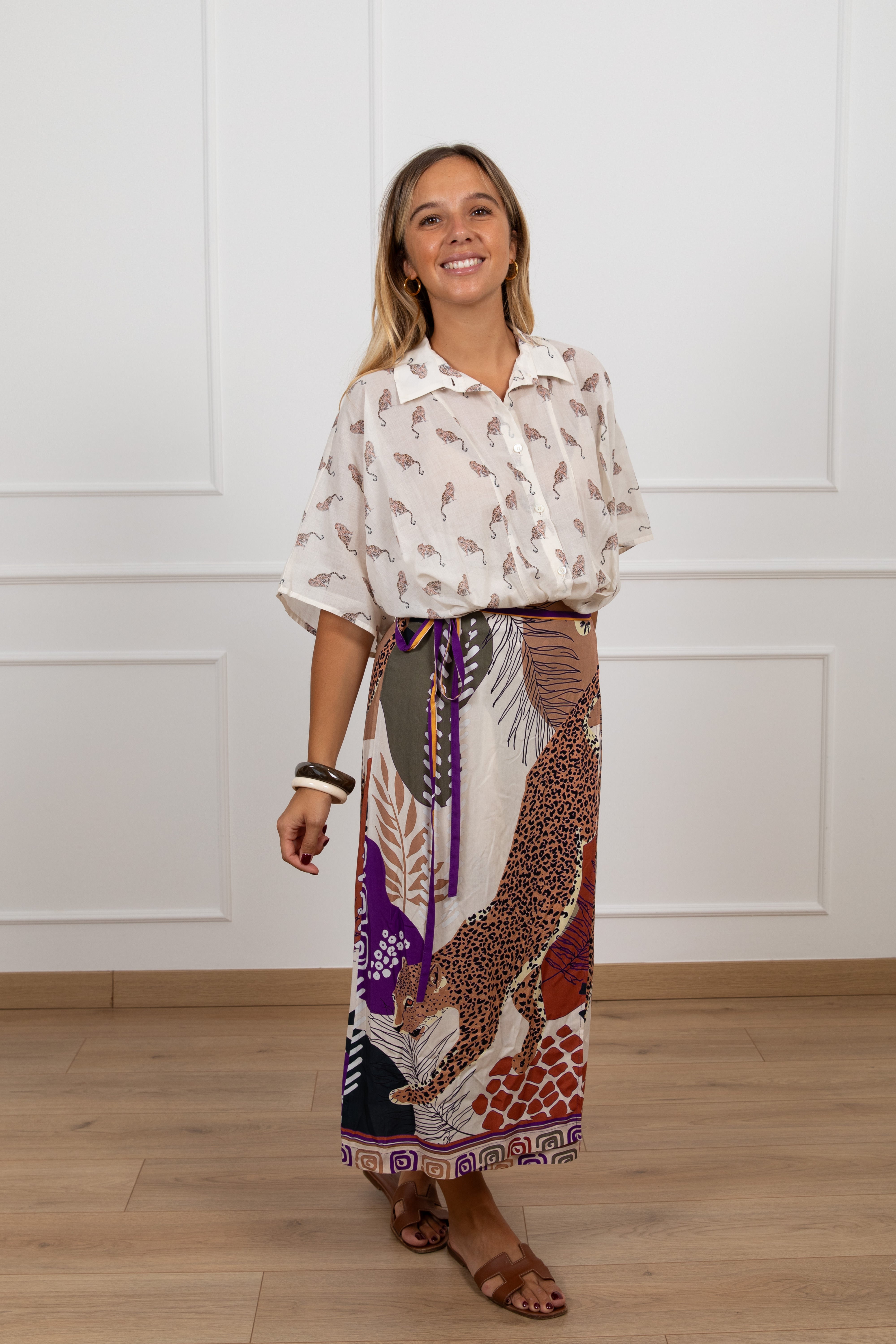 Camicia manica corta fantasia tigri ViCOLO