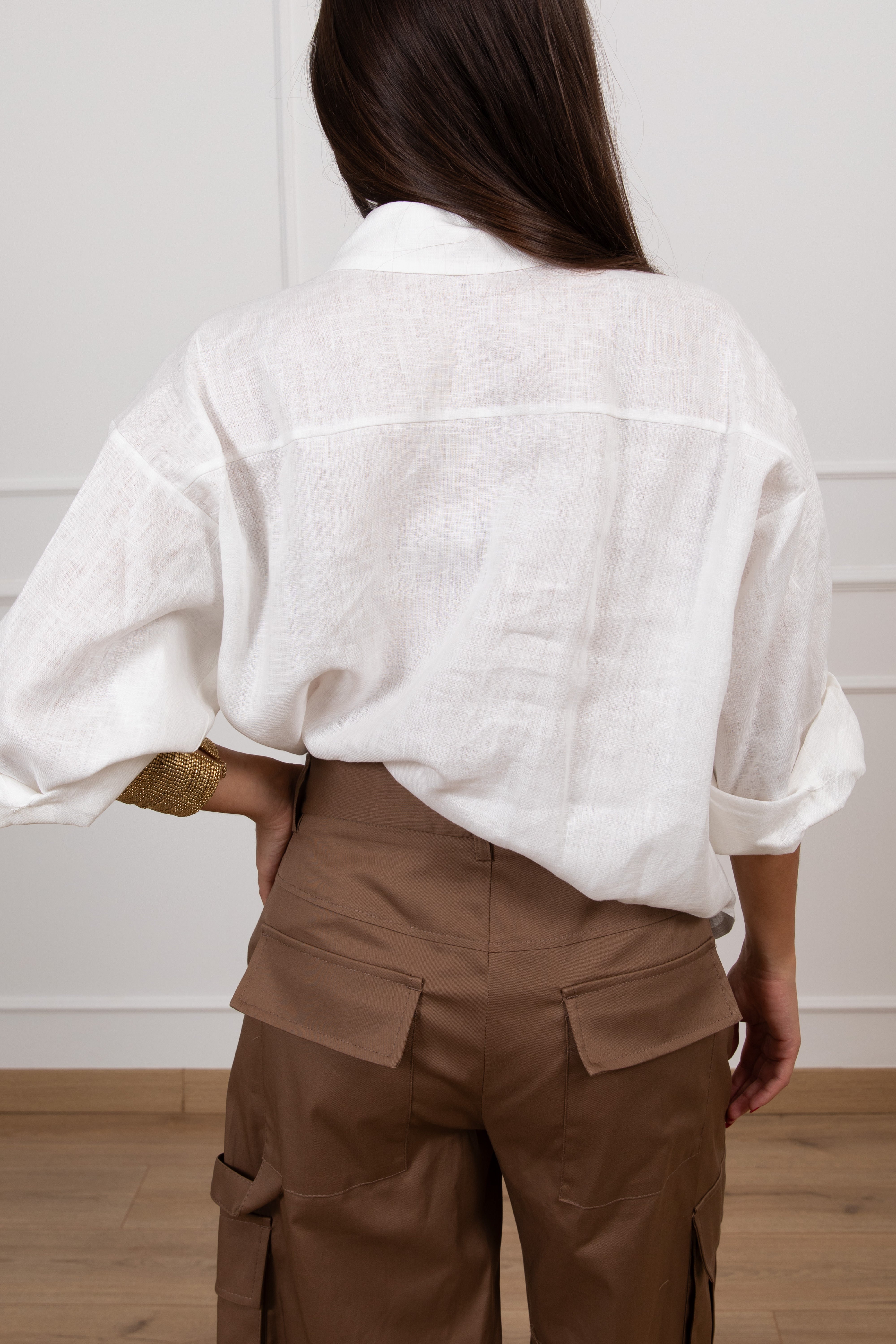 Camicia in lino con tasca fantasia zig-zag Tensione IN