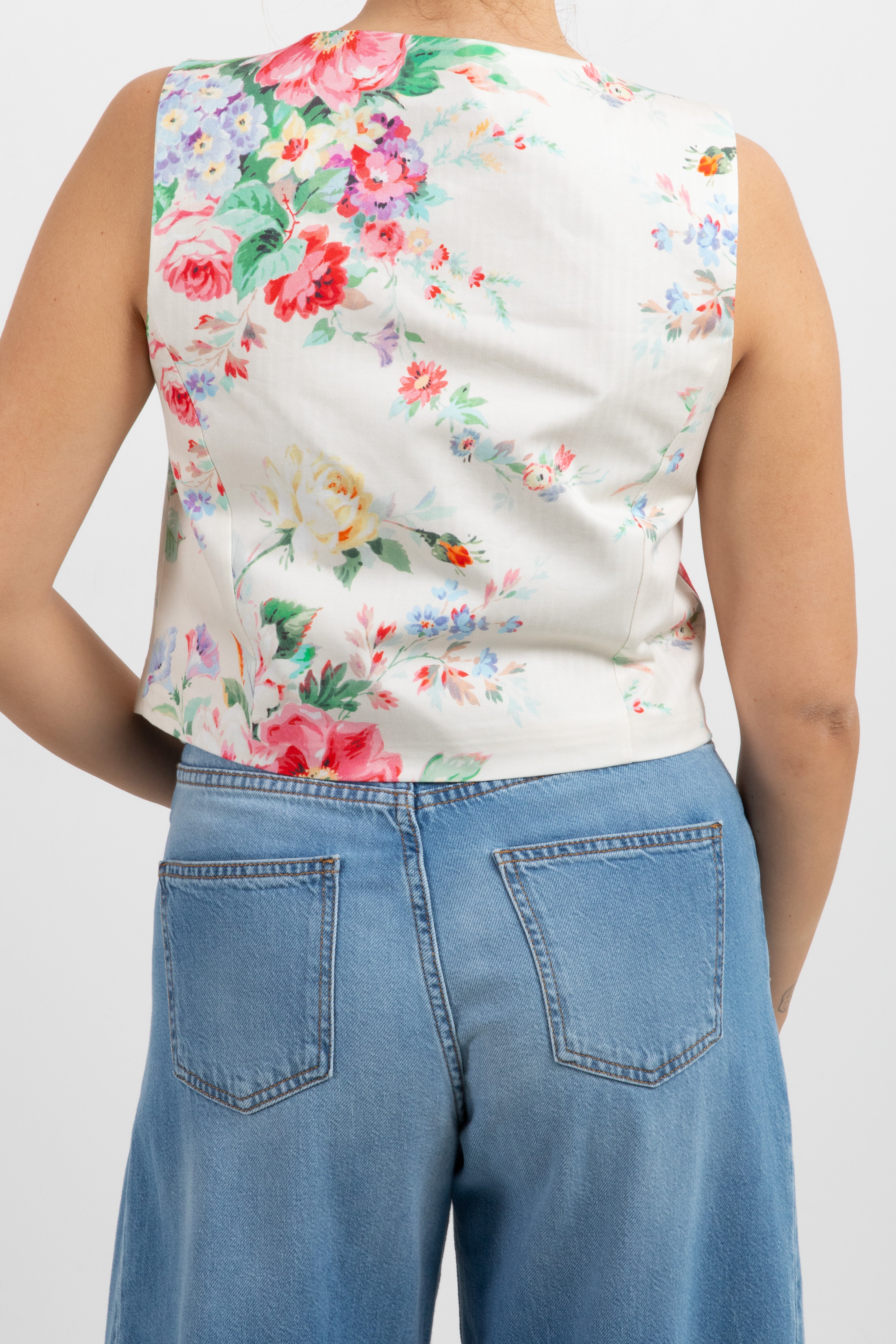 Coordinato gilet e gonna lunga fantasia flowers in cotone Susy Mix