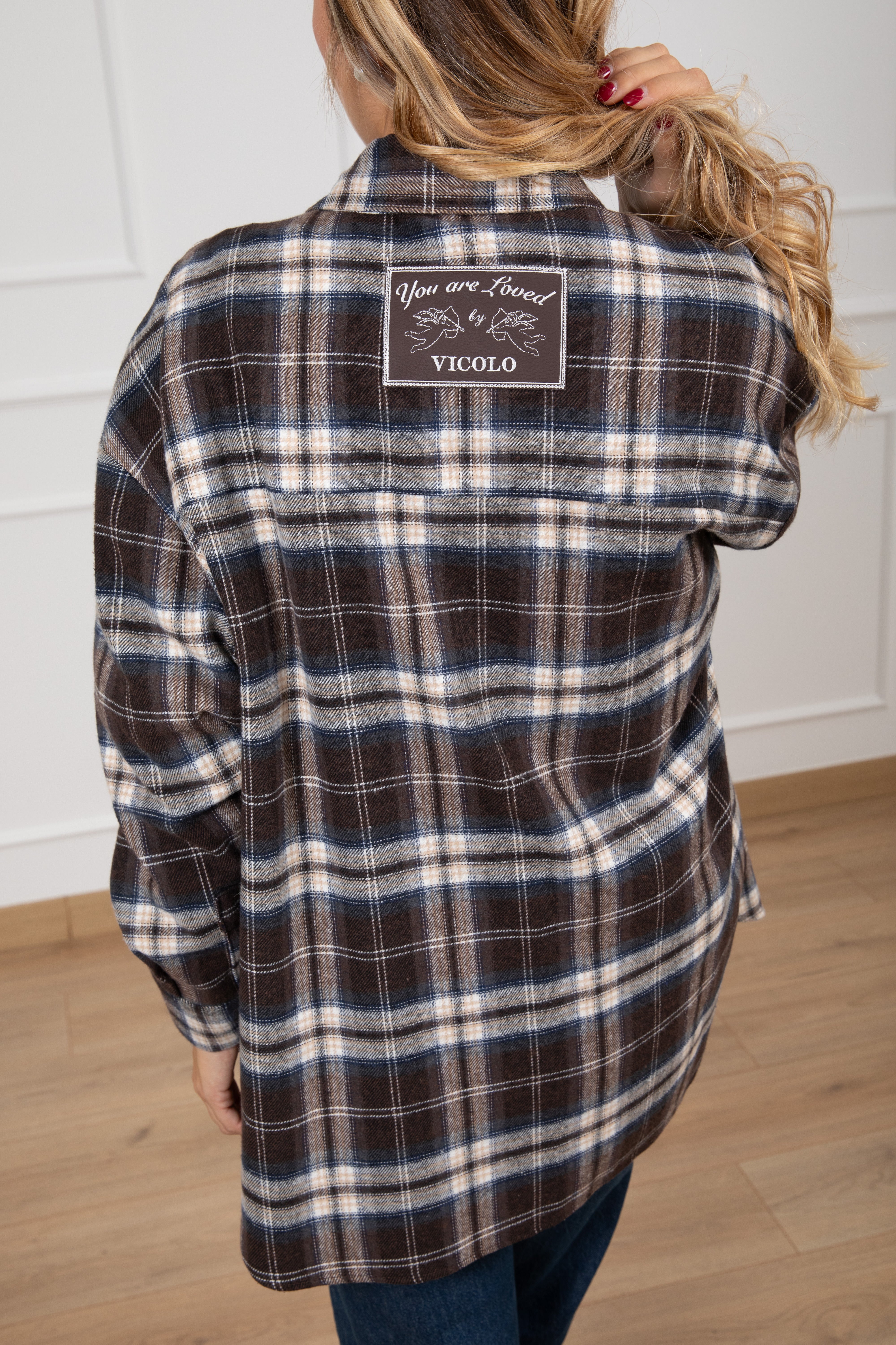 Camicia check in flanella con patch sul retro ViCOLO