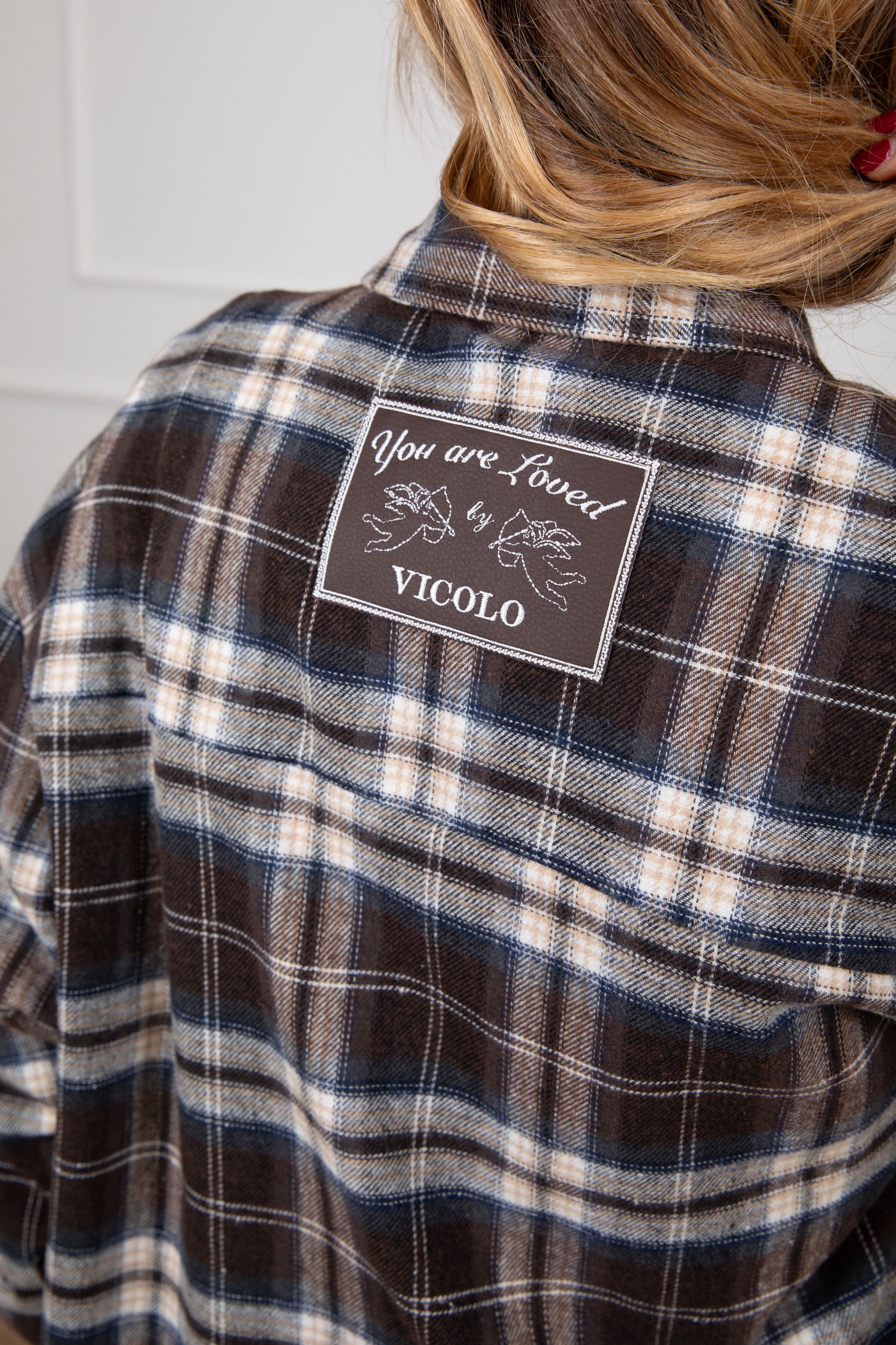 Camicia check in flanella con patch sul retro ViCOLO