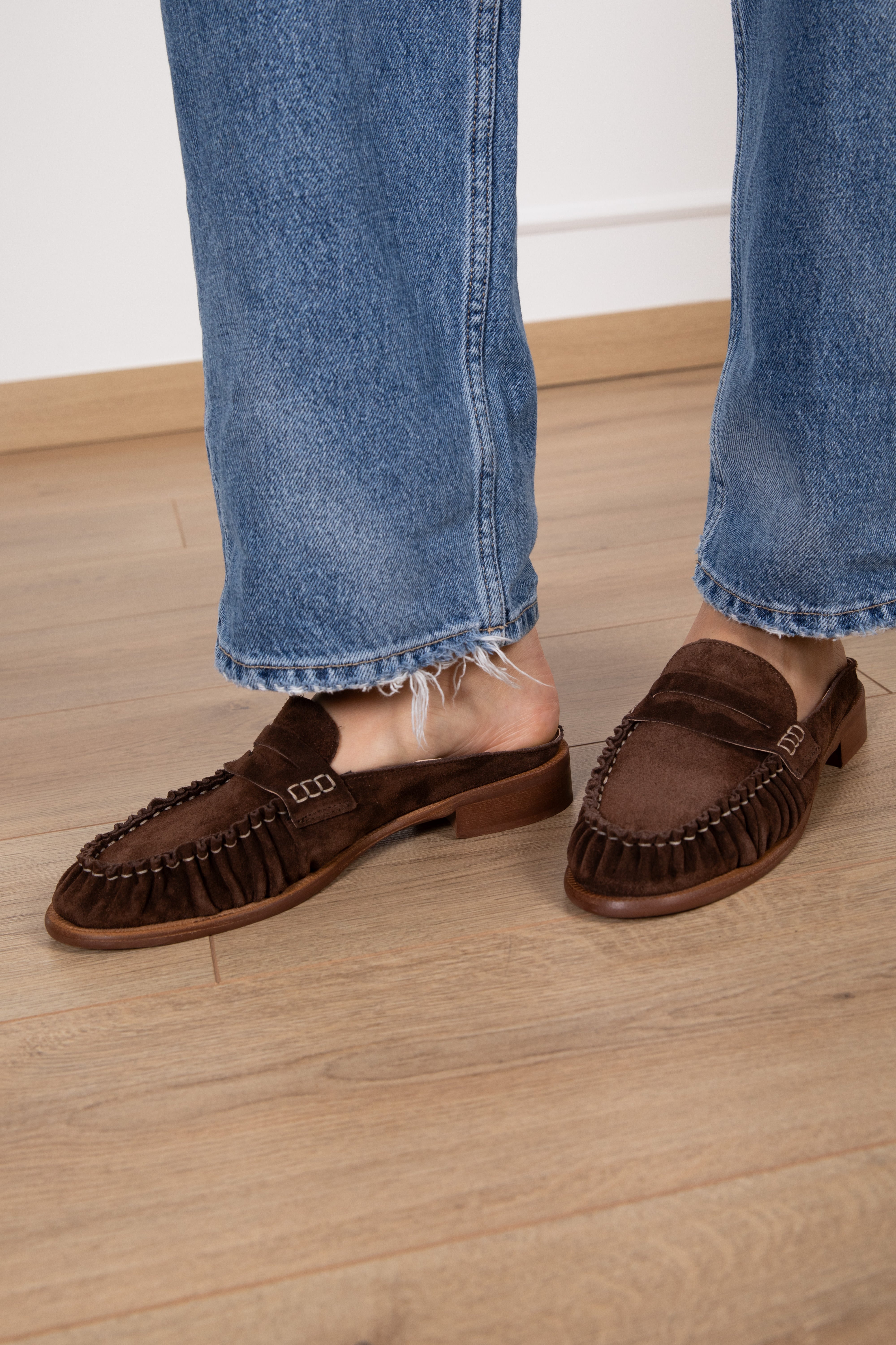 Sabot Tina in camoscio con arricciatura Attika