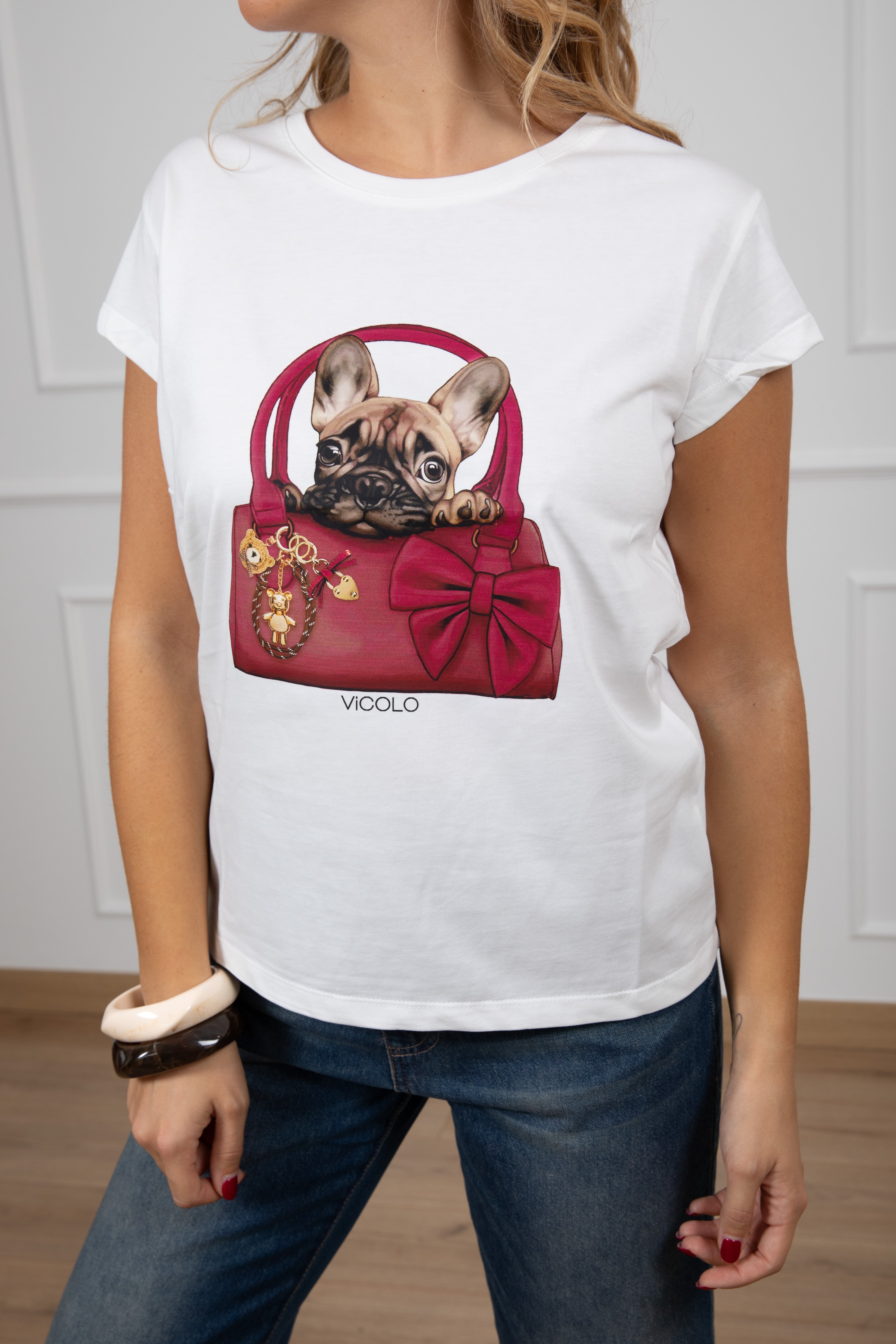 T-shirt bulldog con borsa ViCOLO
