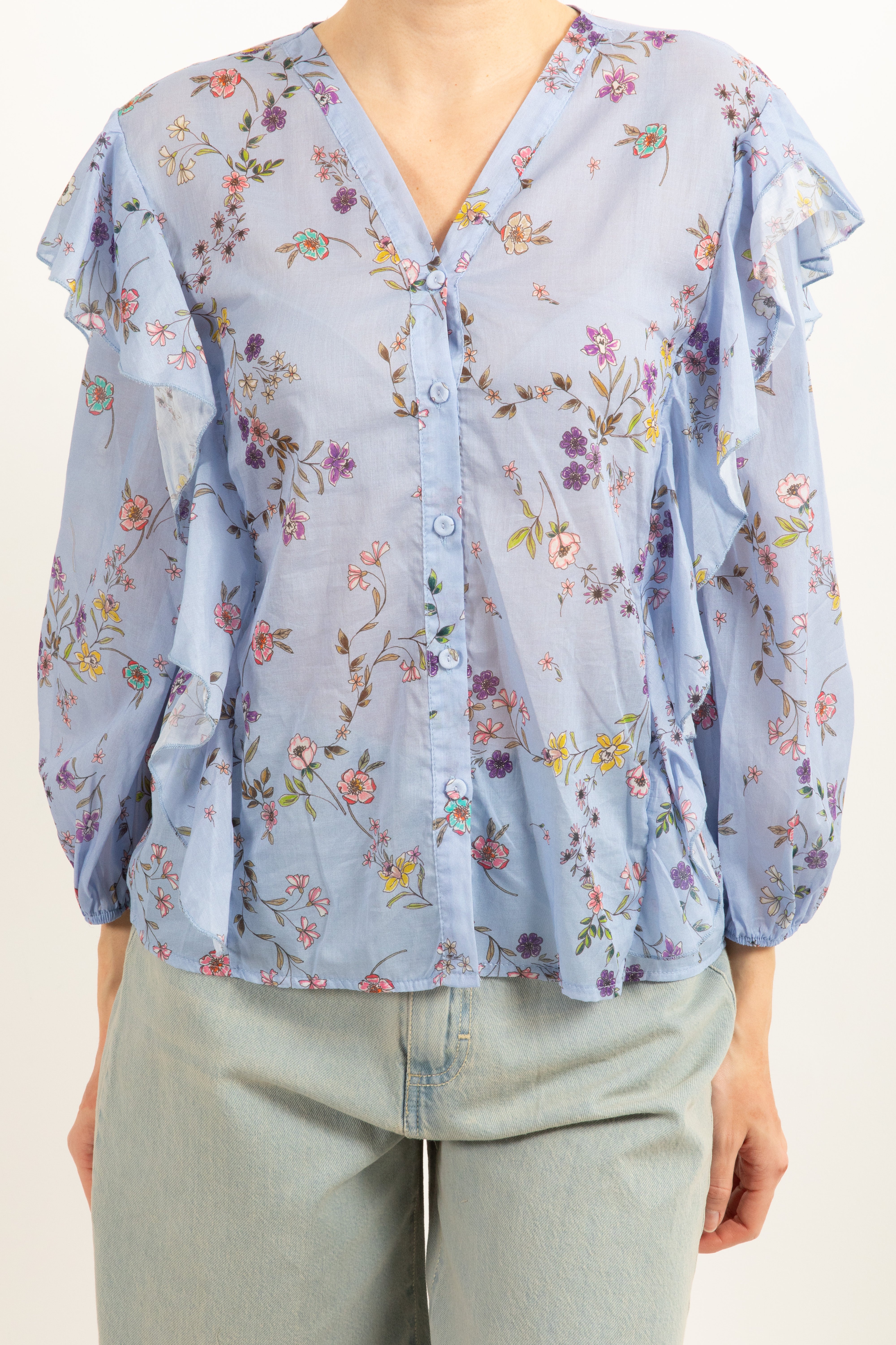 Blusa con rouches fantasia flowers Tensione IN