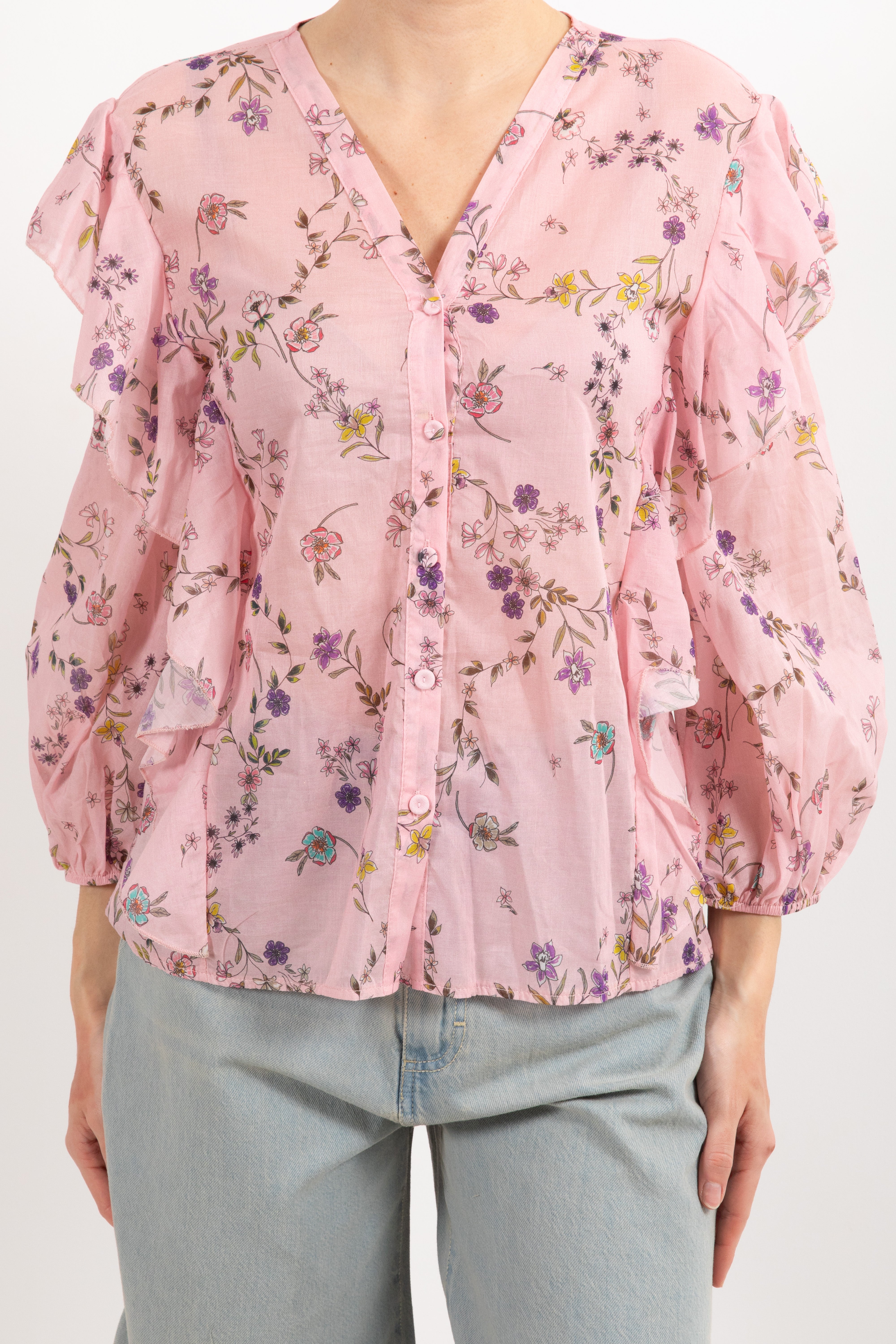 Blusa con rouches fantasia flowers Tensione IN