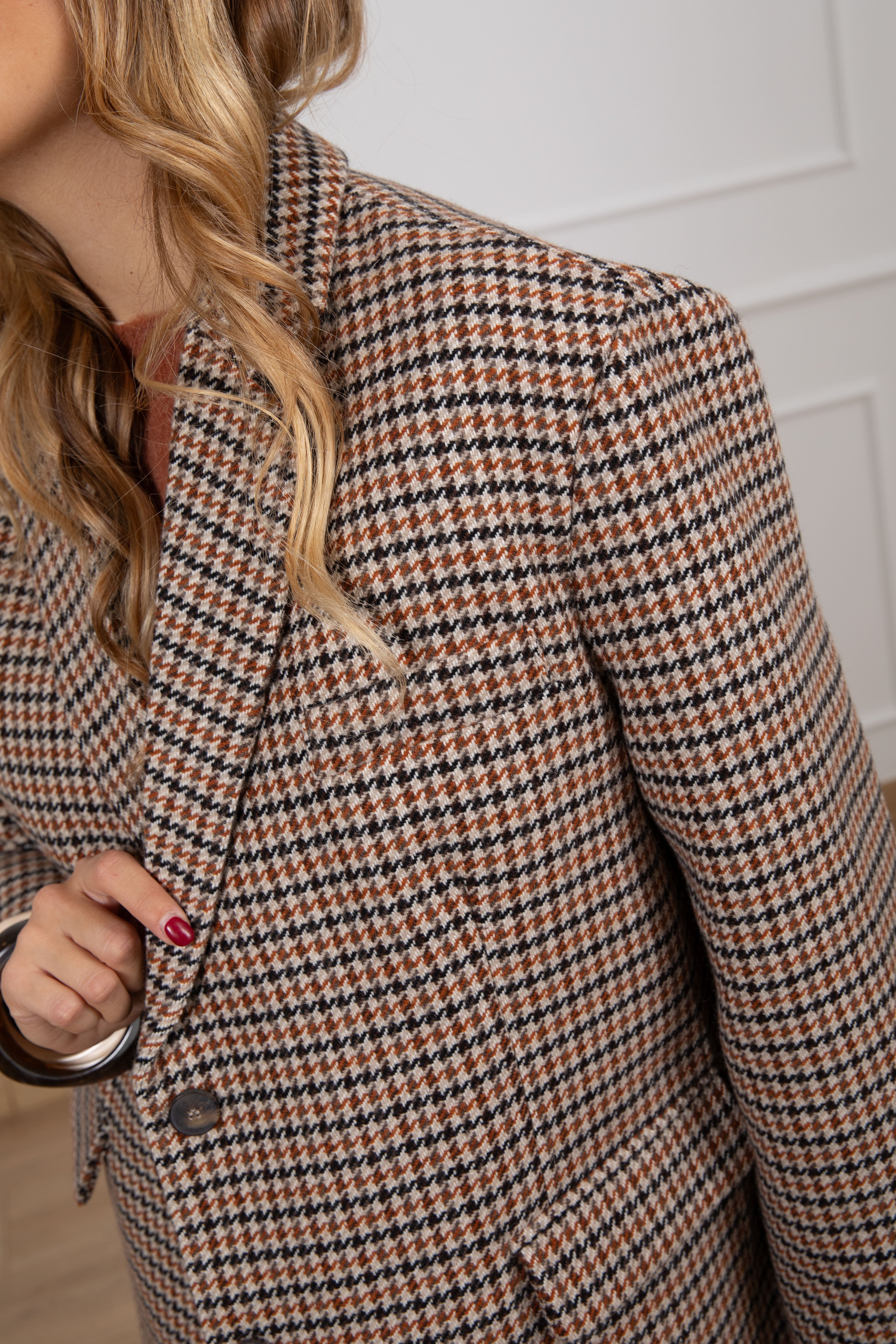 Giacca-cappotto over-size pied de poule mattone ViCOLO