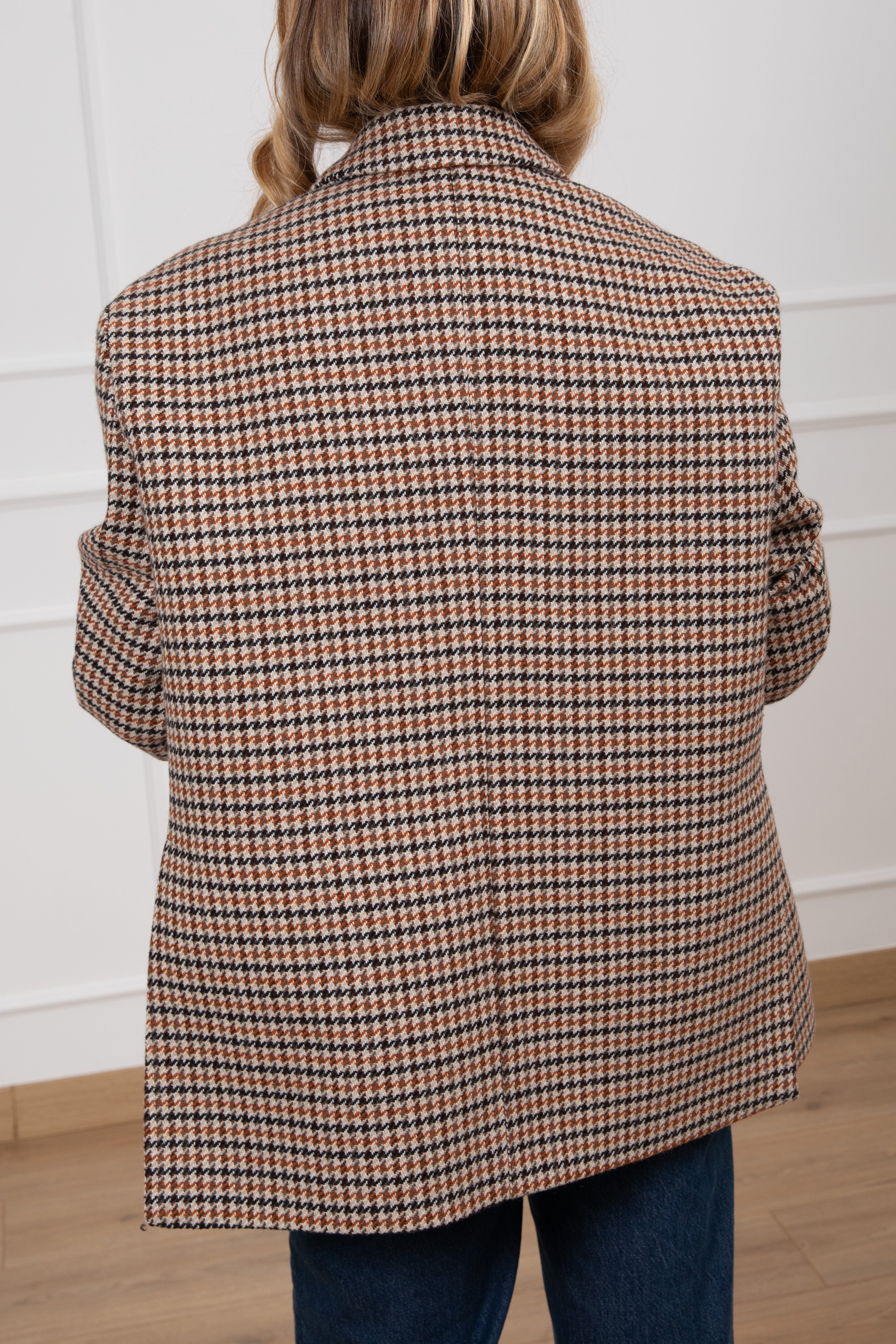 Giacca-cappotto over-size pied de poule mattone ViCOLO