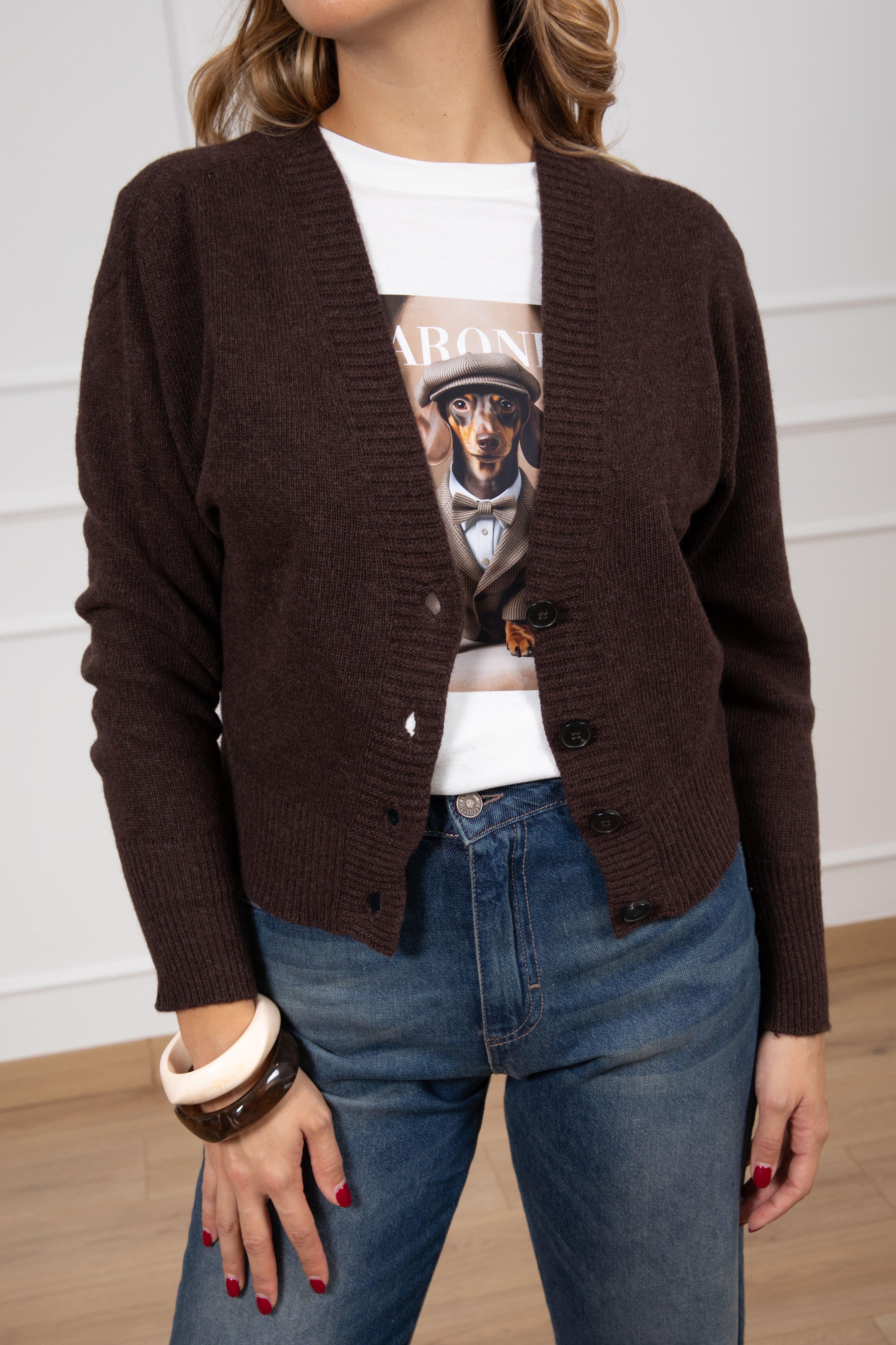 Cardigan cropped in lana e cashmere ViCOLO