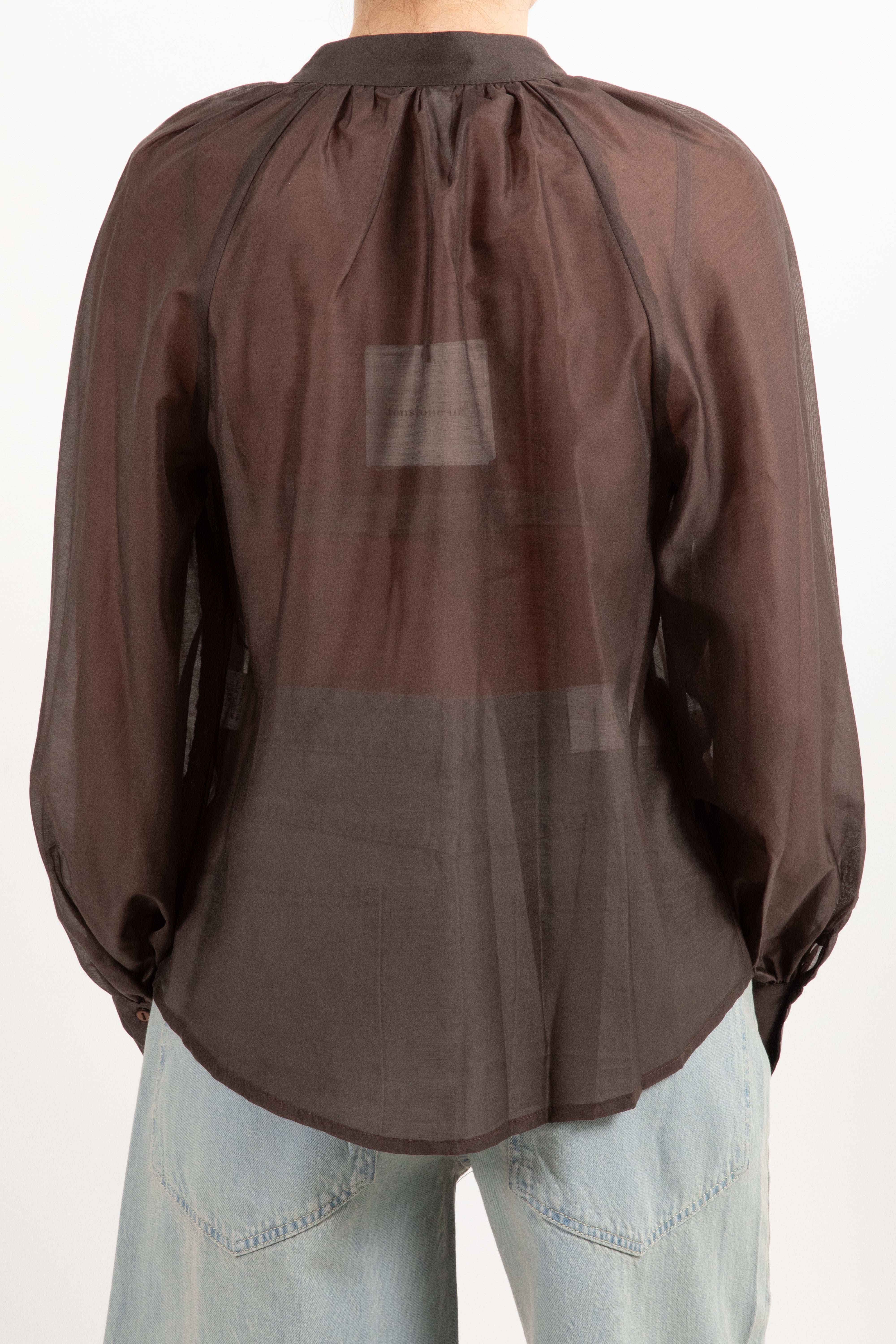 Camicia in tencel con scollo alla coreana Tensione IN