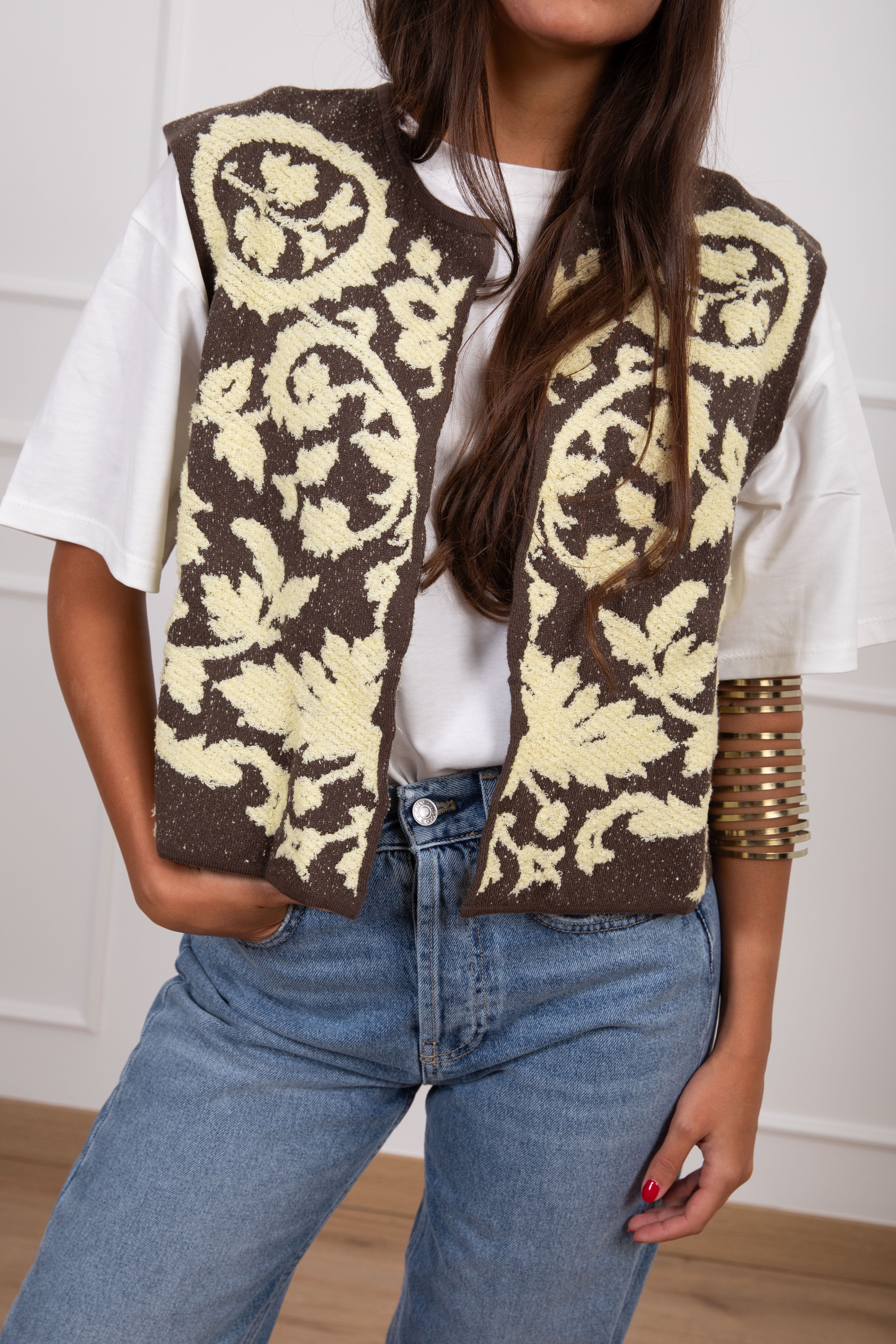 Gilet con ricamo arabesque ViCOLO