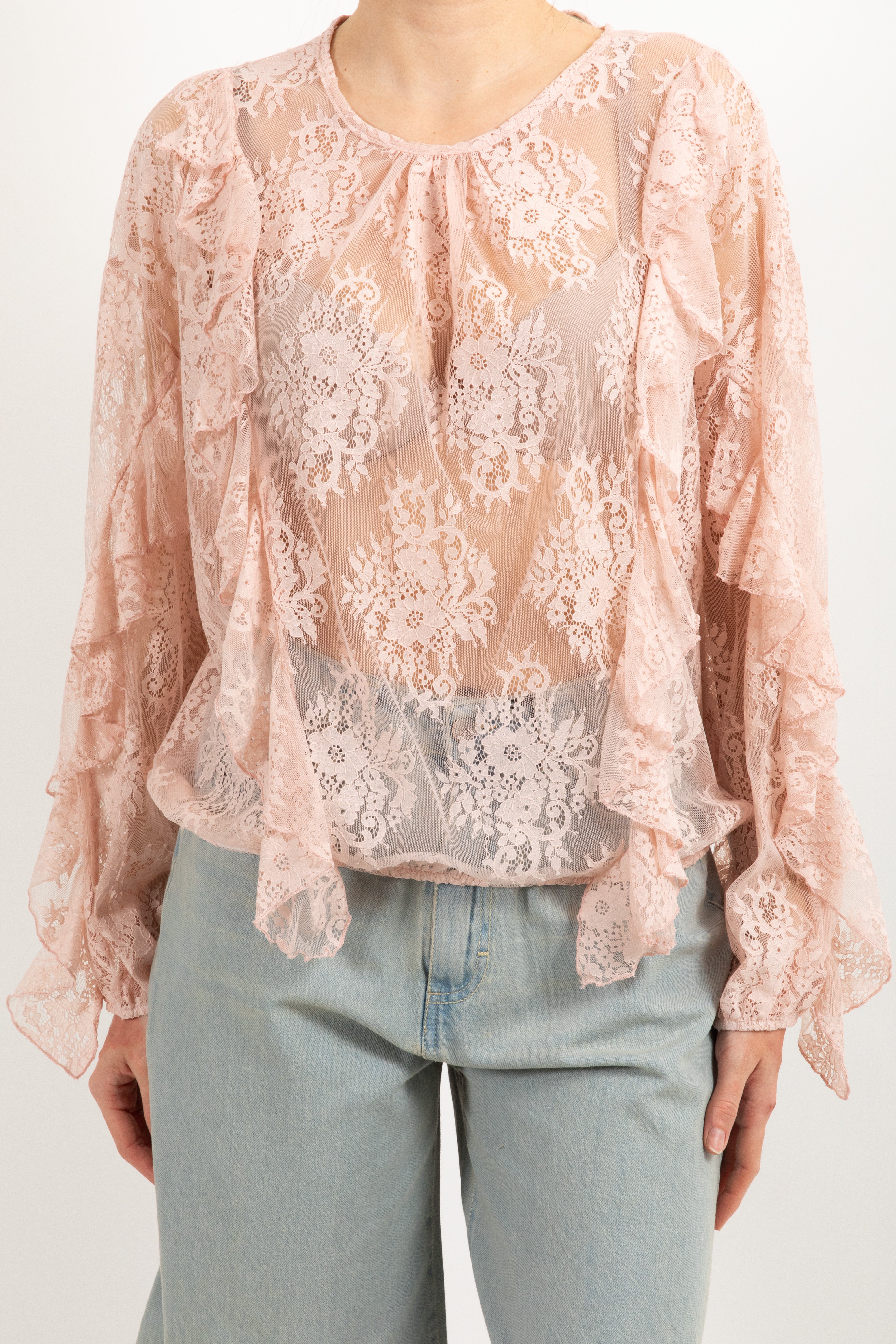 Blusa in pizzo con rouches Susy Mix