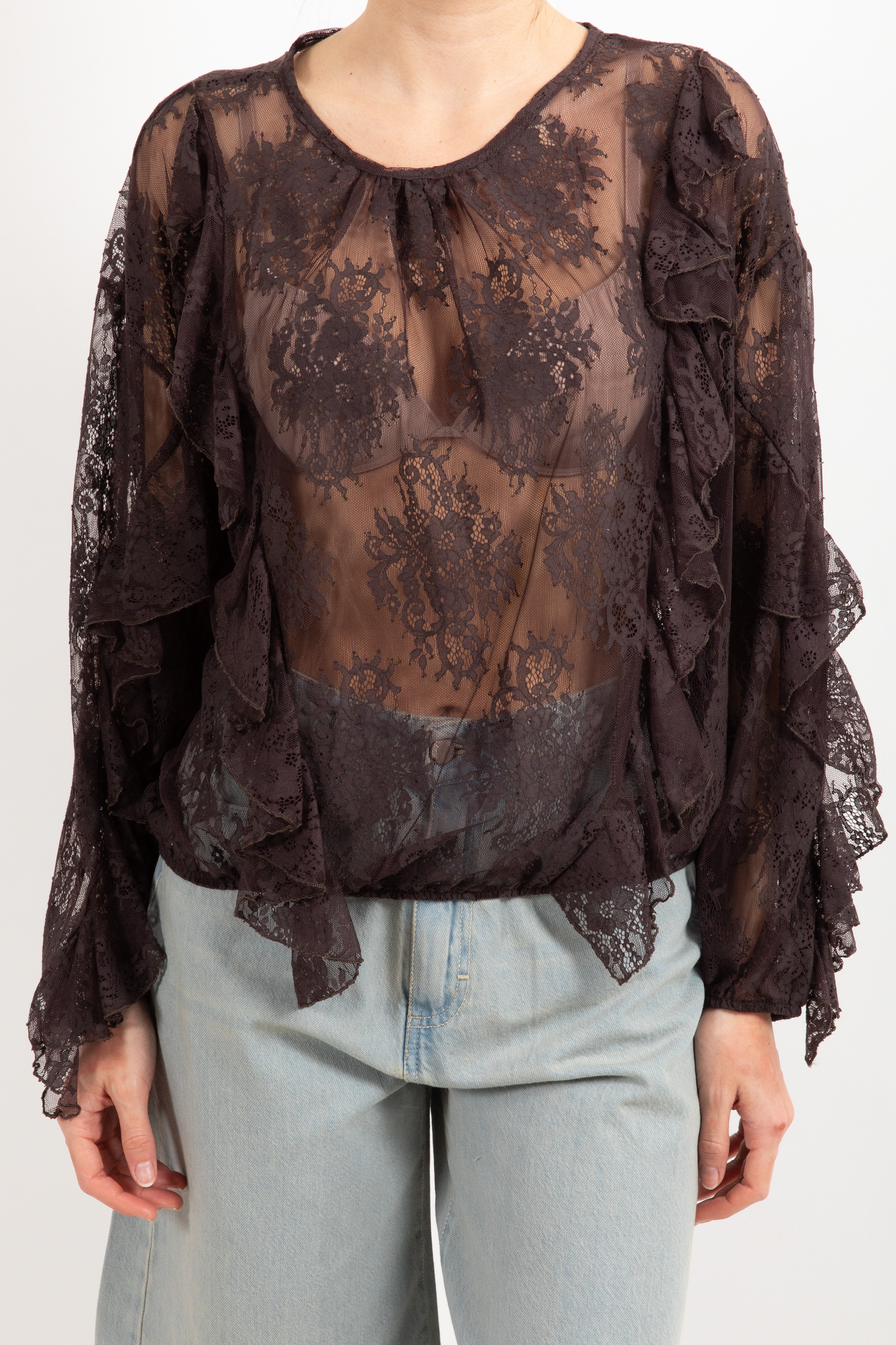 Blusa in pizzo con rouches Susy Mix