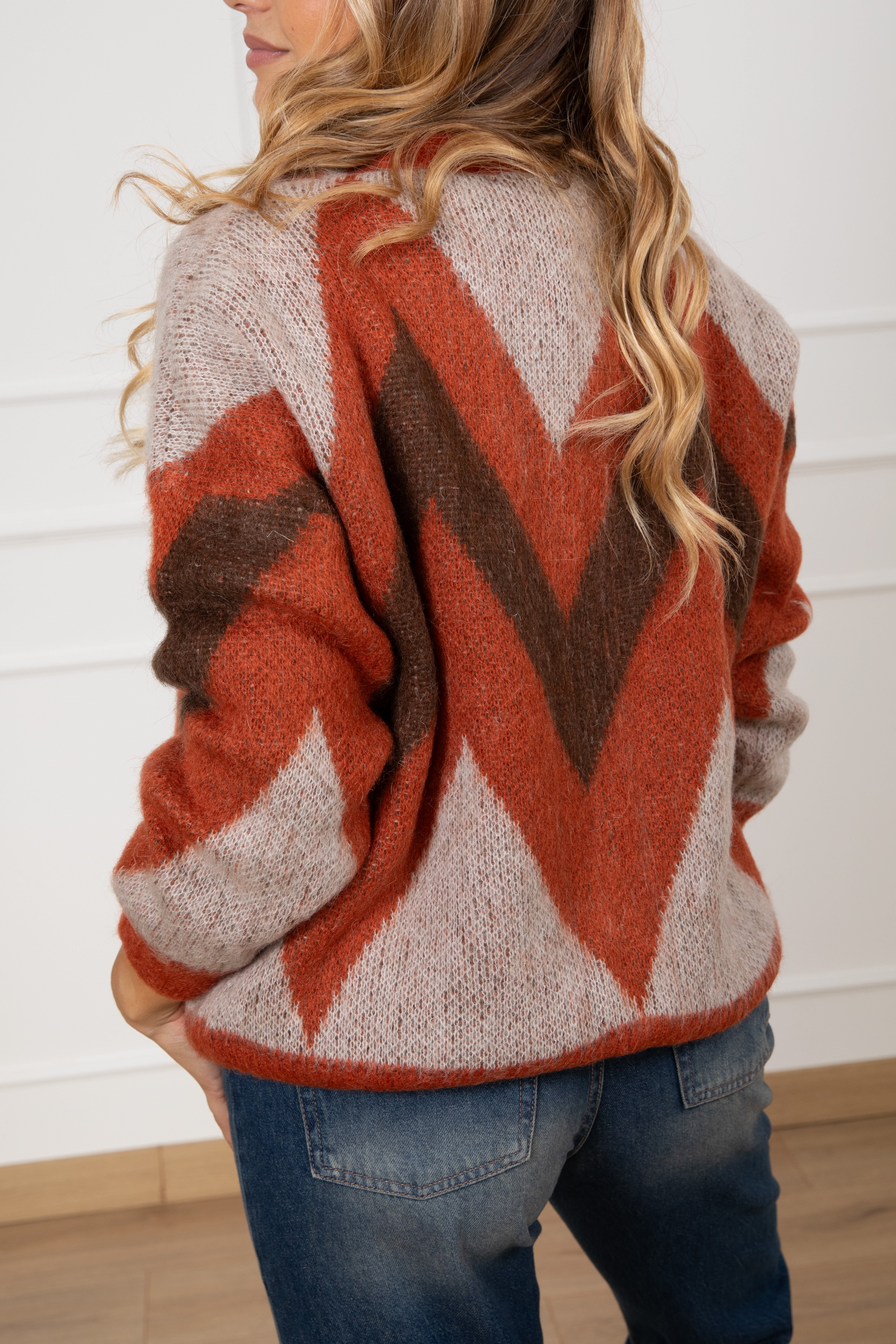 Cardigan in mohair con motivo zig zag ViCOLO