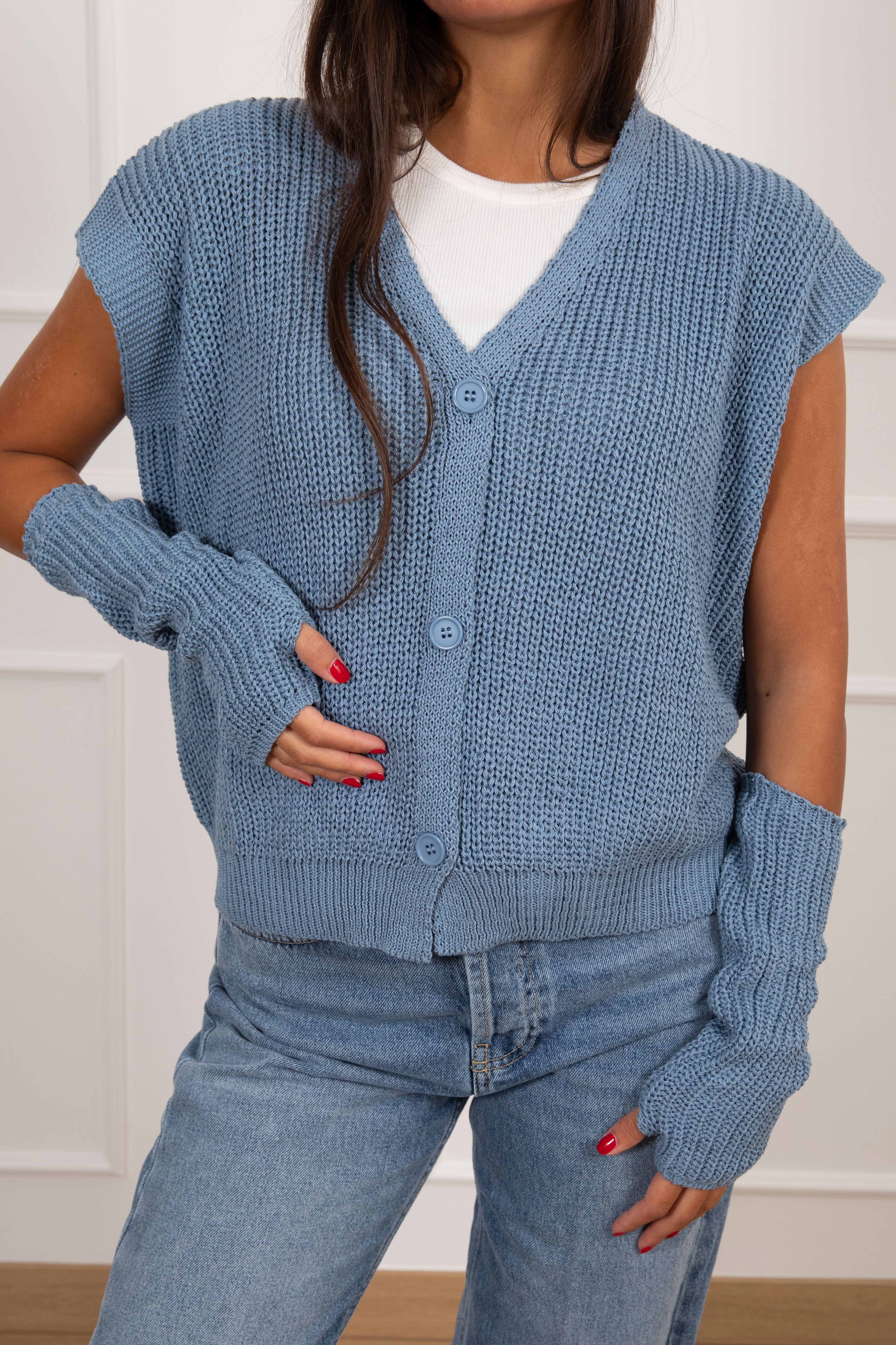 Gilet in cotone con manicotti Susy Mix