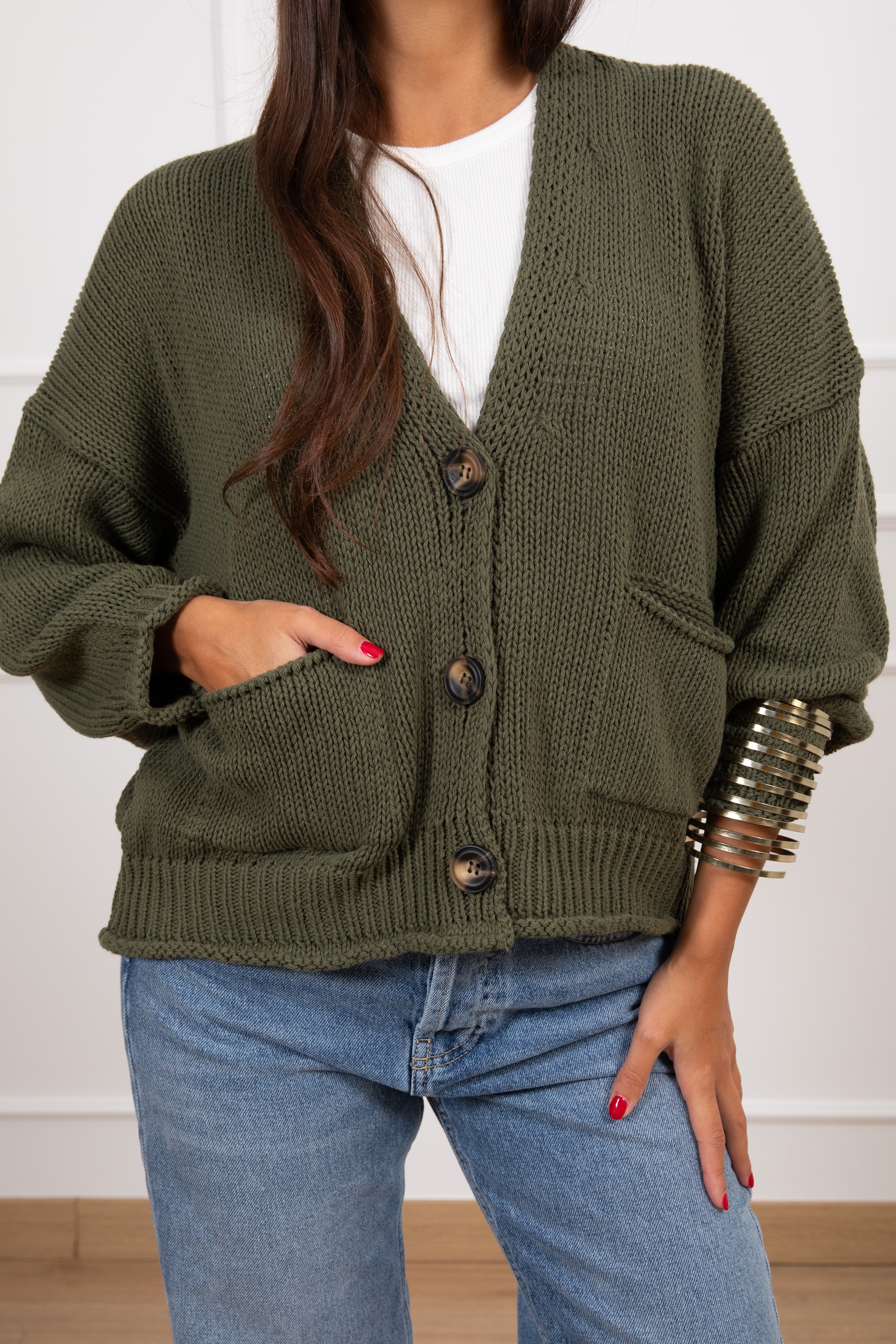 Cardigan in cotone con tasche ViCOLO