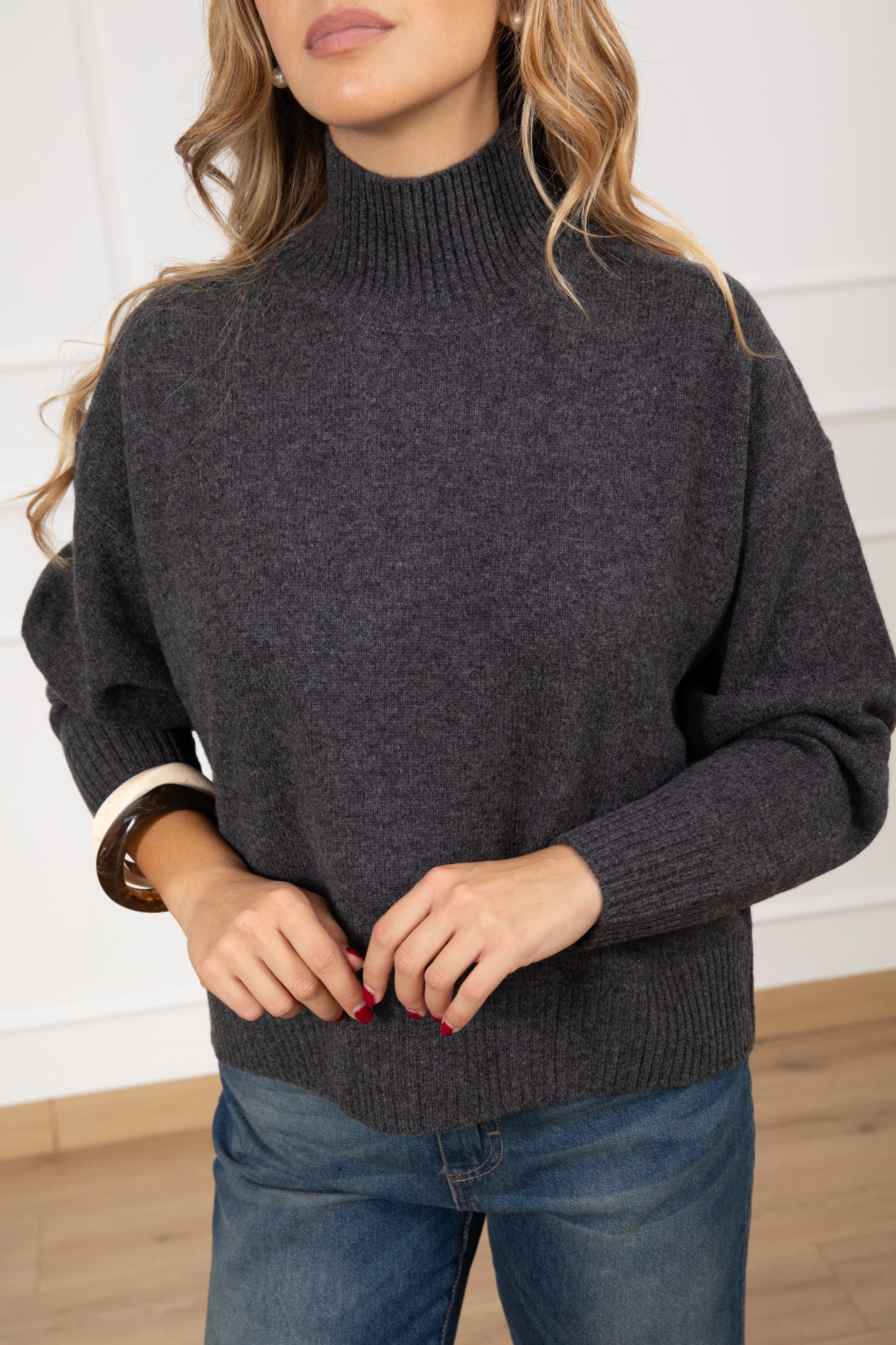 Pull collo alto a scatoletta 100% lana Susy Mix