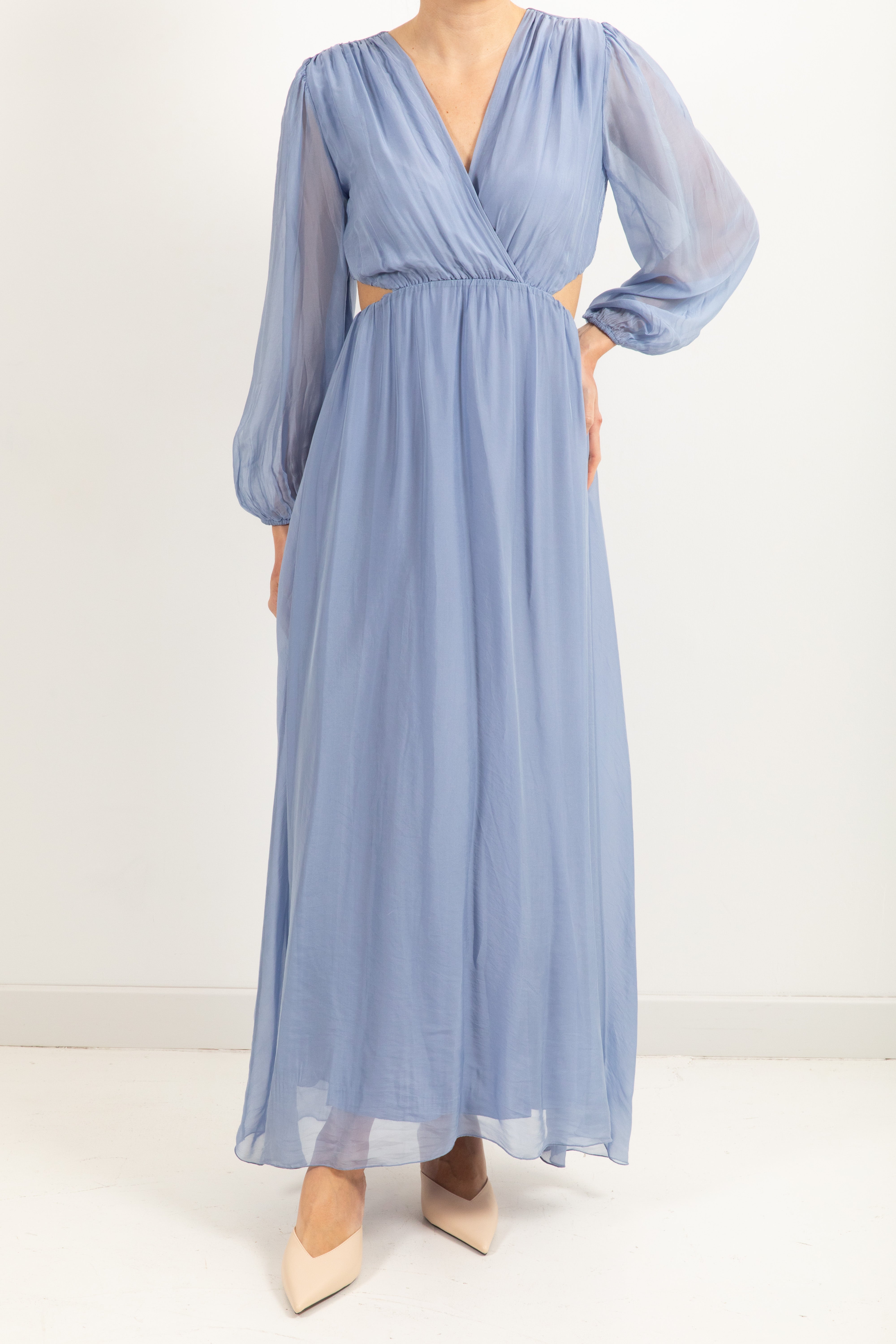 Abito lungo cut-out misto seta Dixie