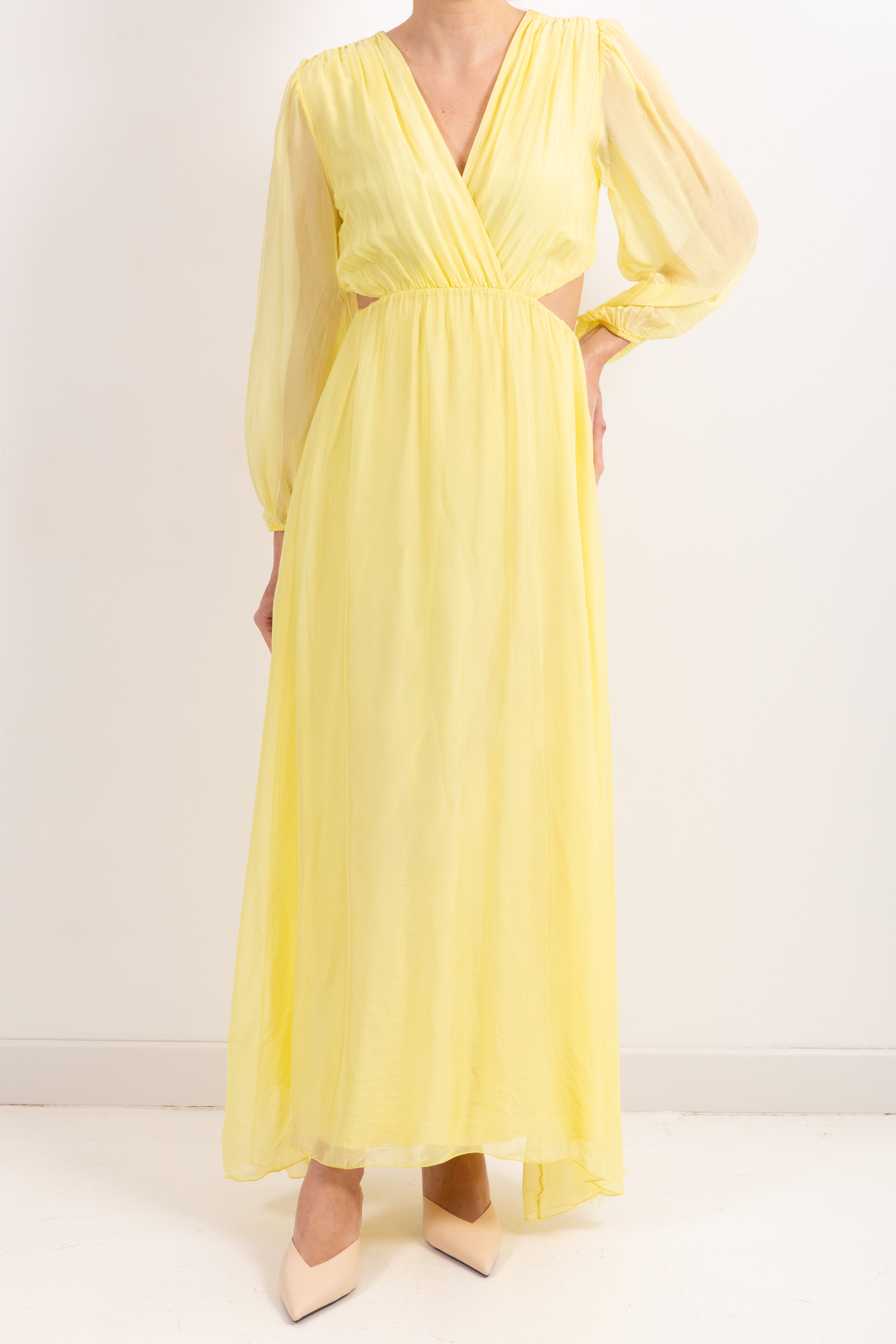 Abito lungo cut-out misto seta Dixie
