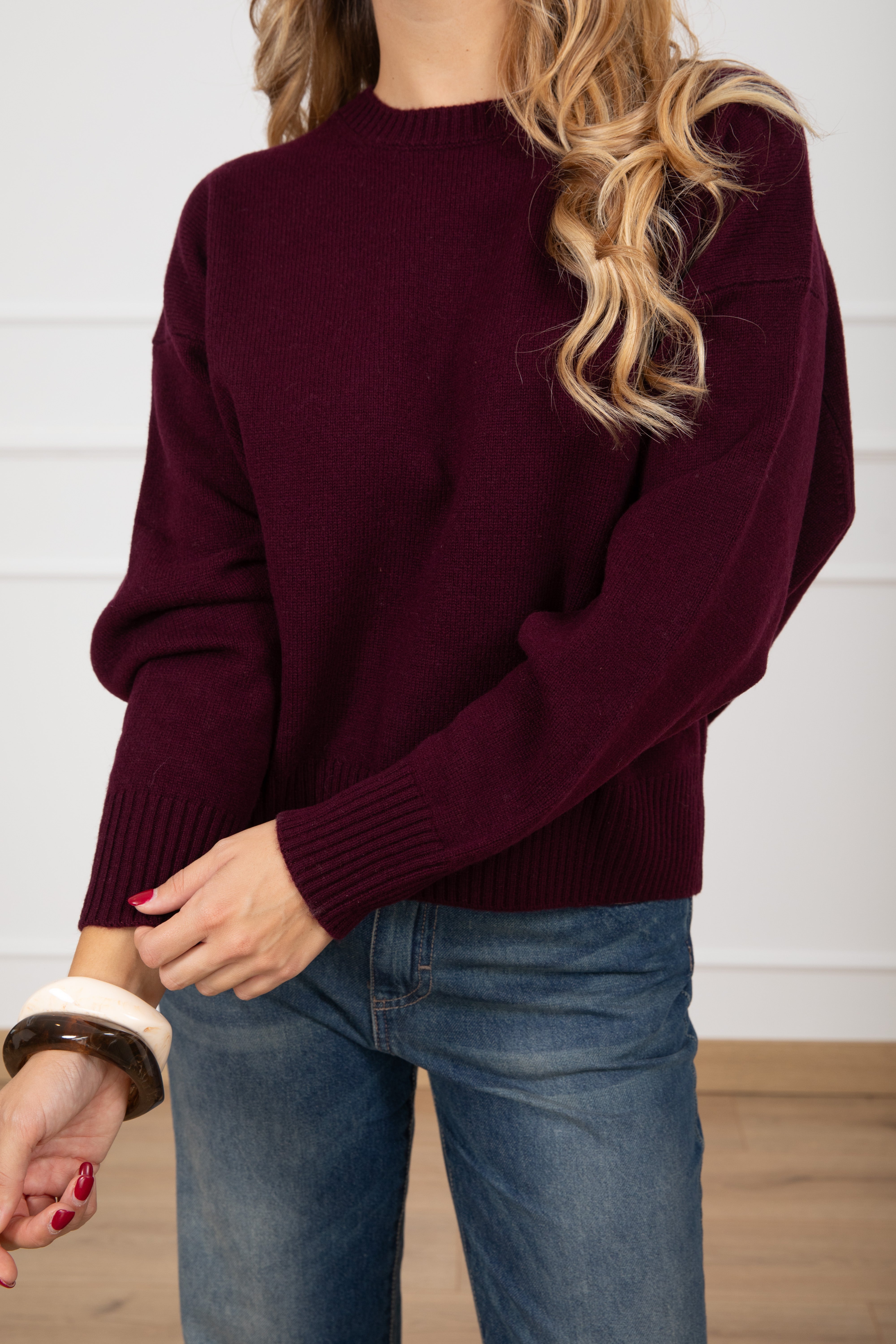 Pull girocollo a scatoletta 100% lana Susy Mix