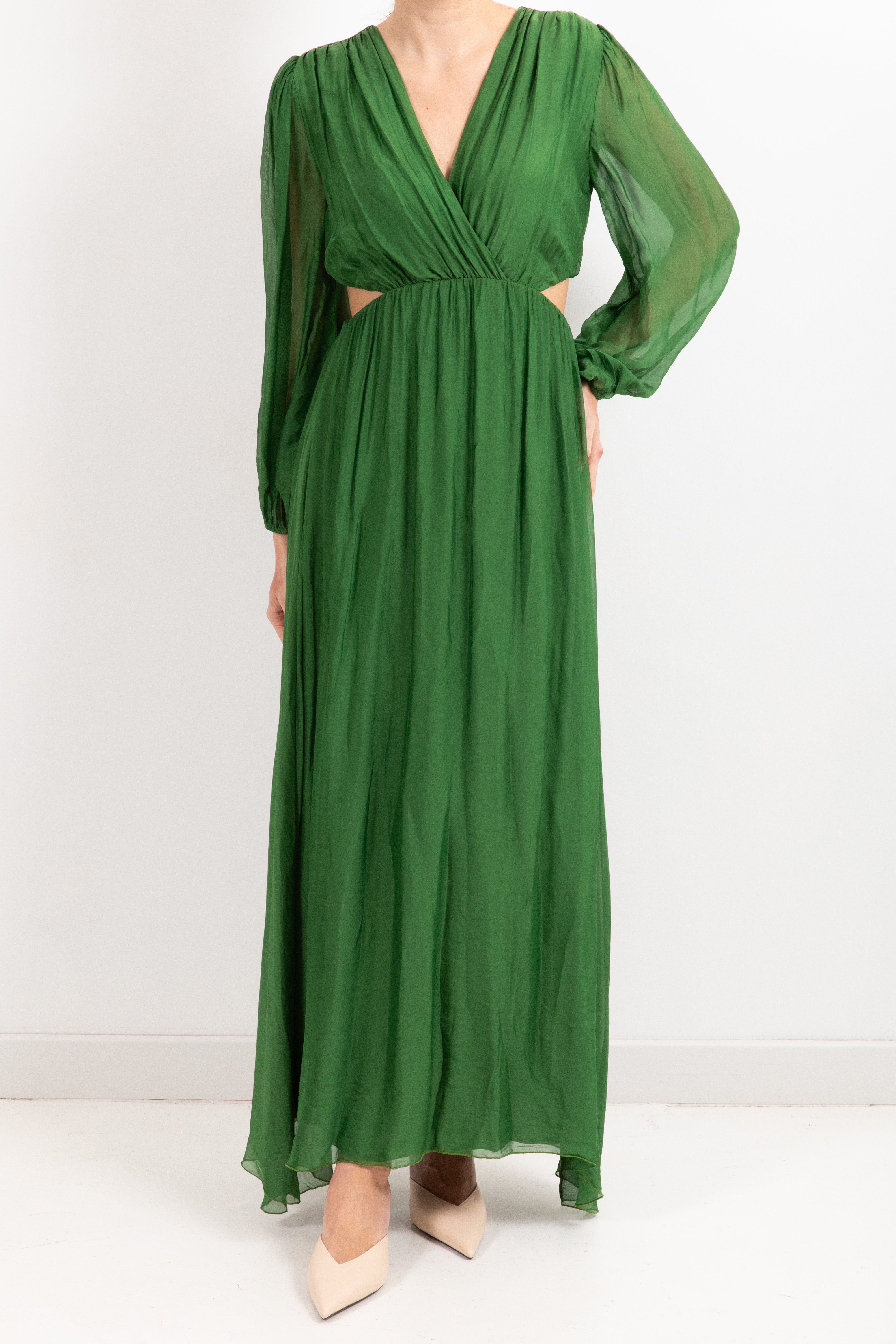 Abito lungo cut-out misto seta Dixie