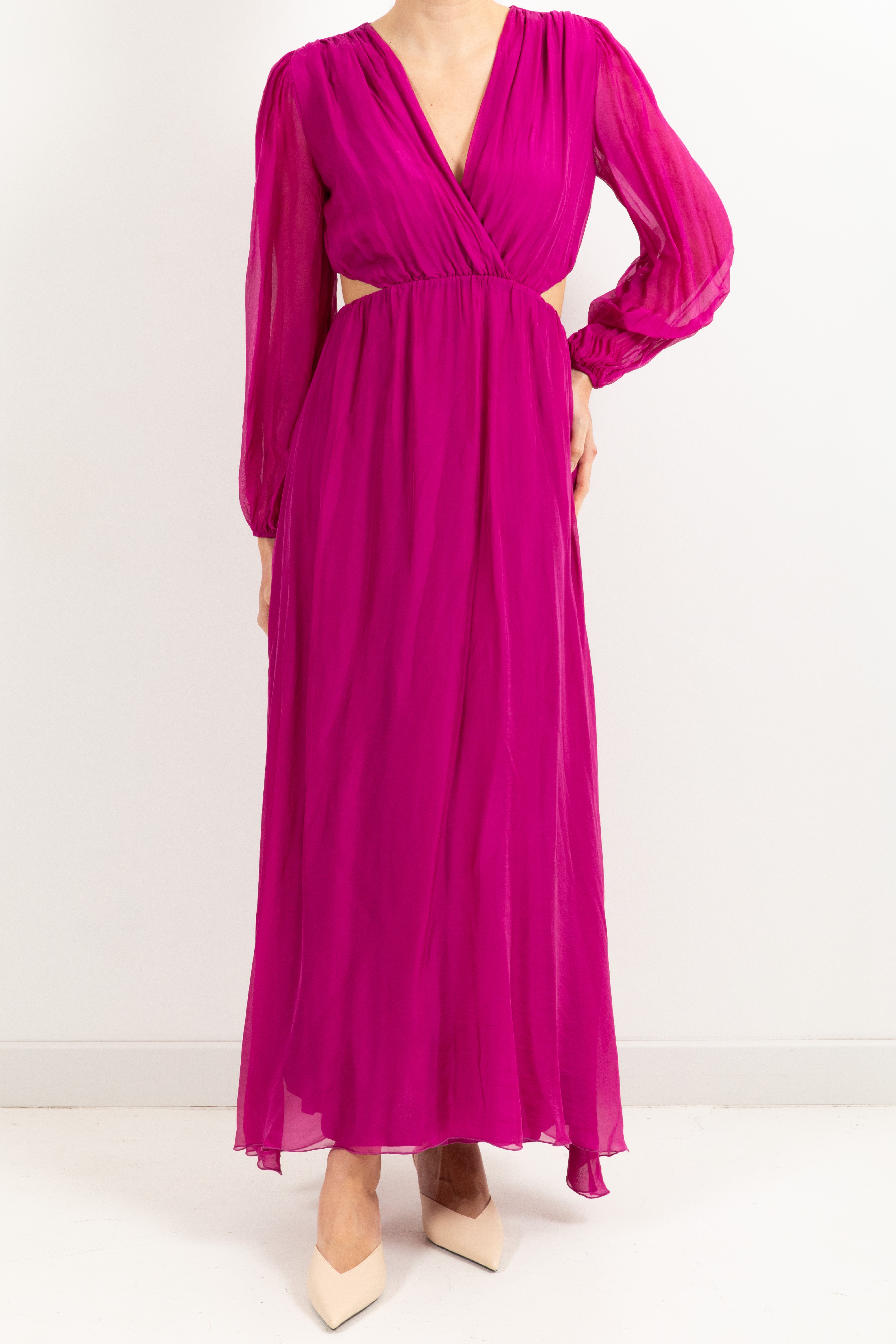 Abito lungo cut-out misto seta Dixie