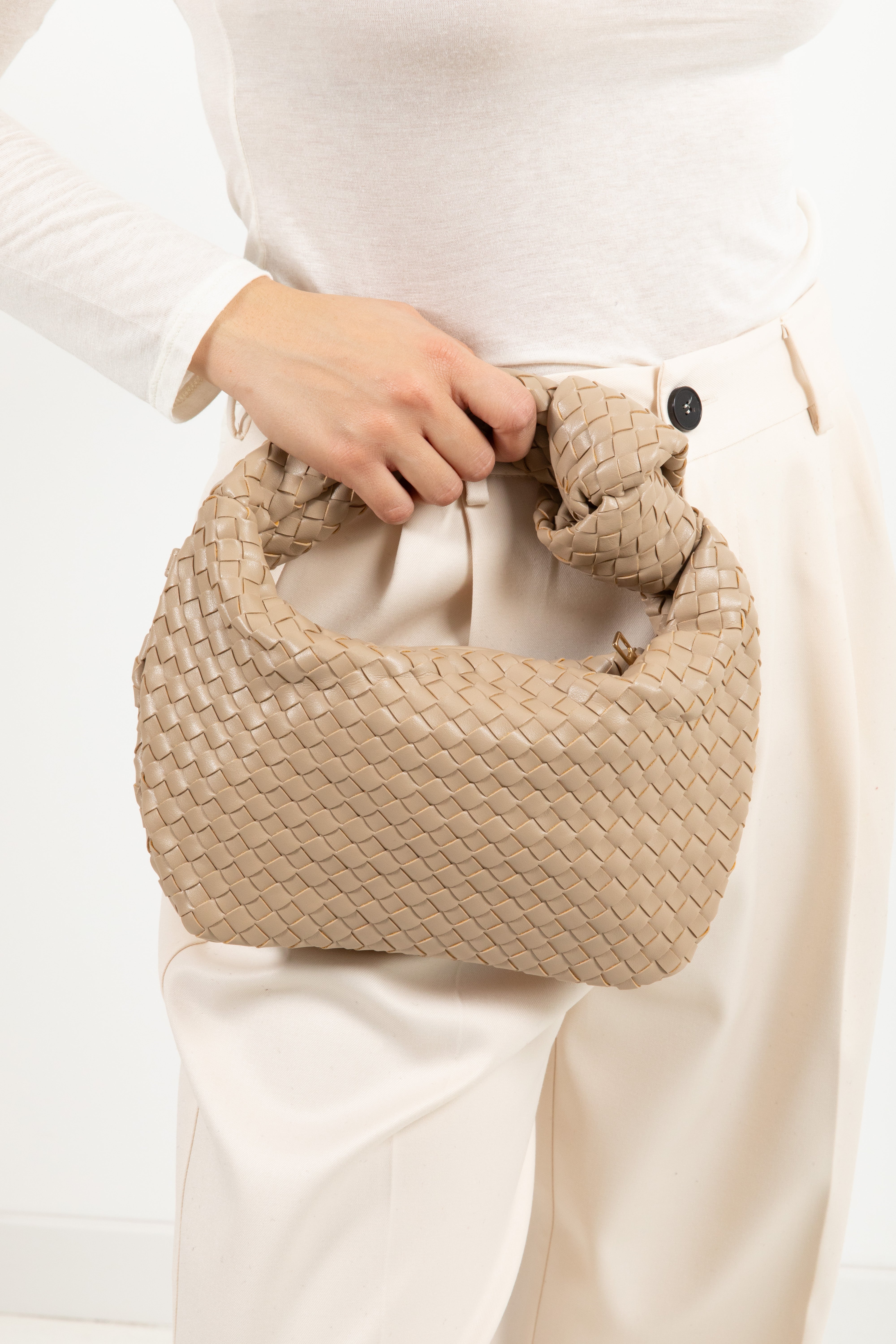 Borsa intreccio piccolo con nodo in ecopelle