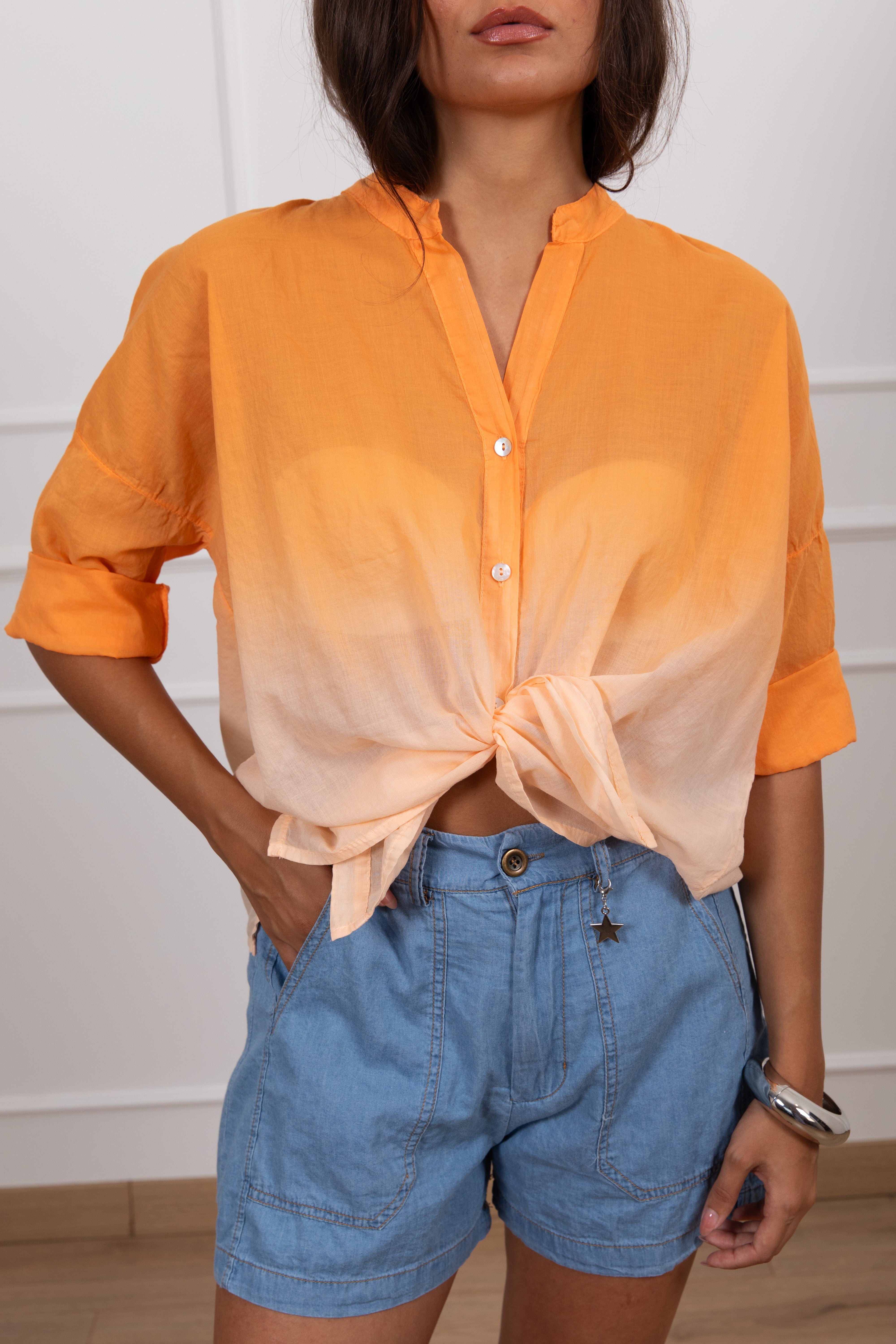 Camicia sfumata in mussola di cotone Haveone