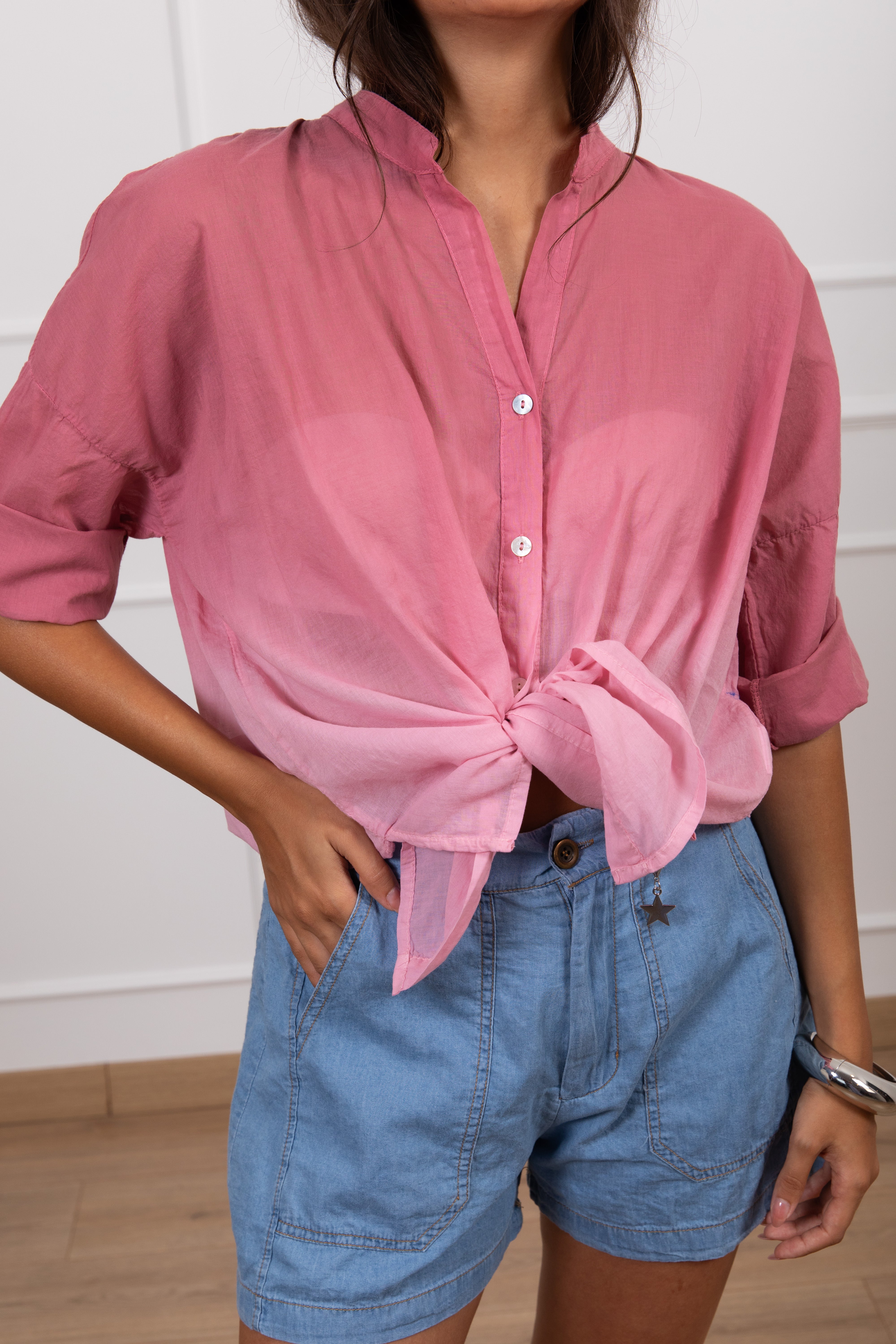Camicia sfumata in mussola di cotone Haveone