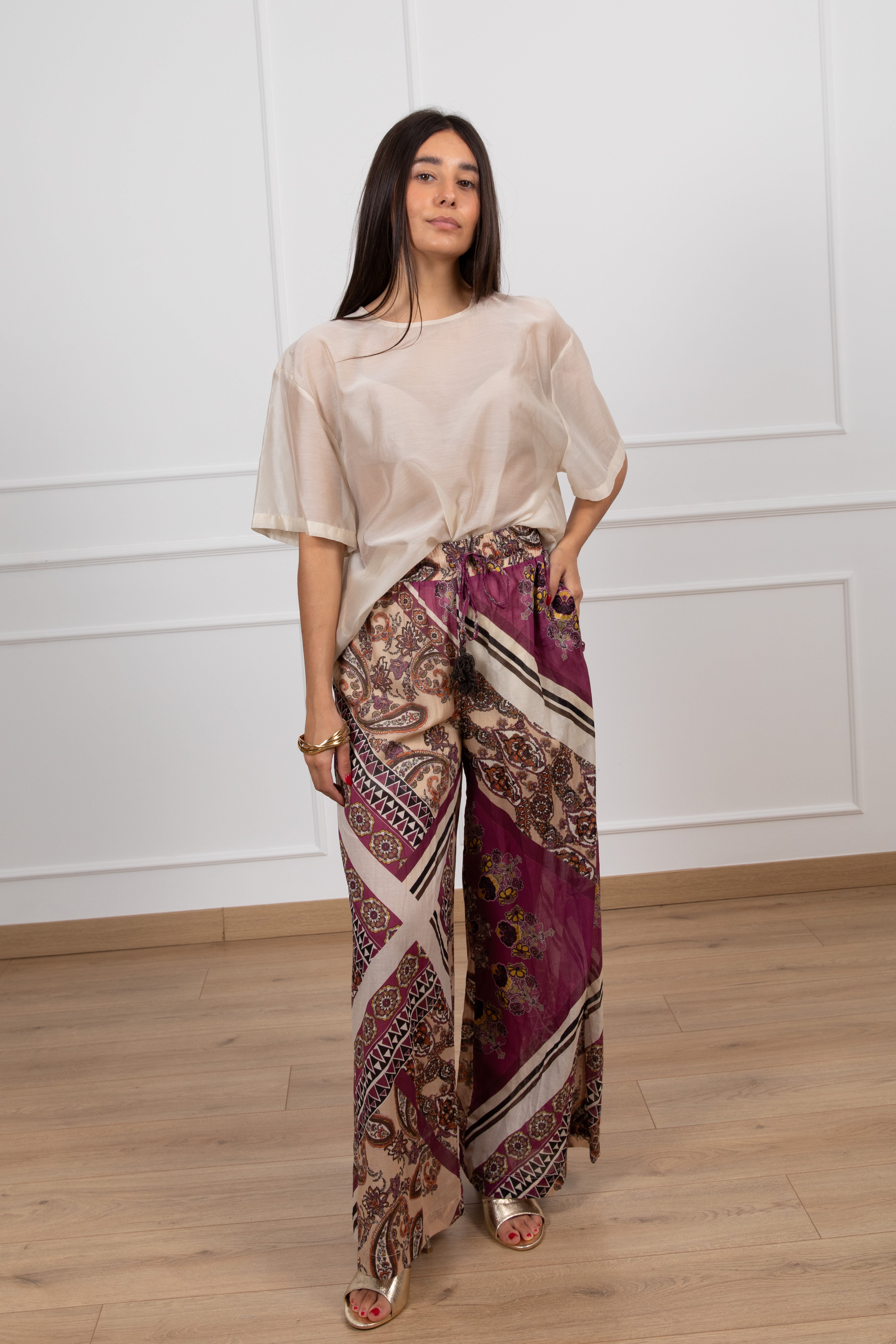Pantalone fantasia paisley con elastico Tensione IN