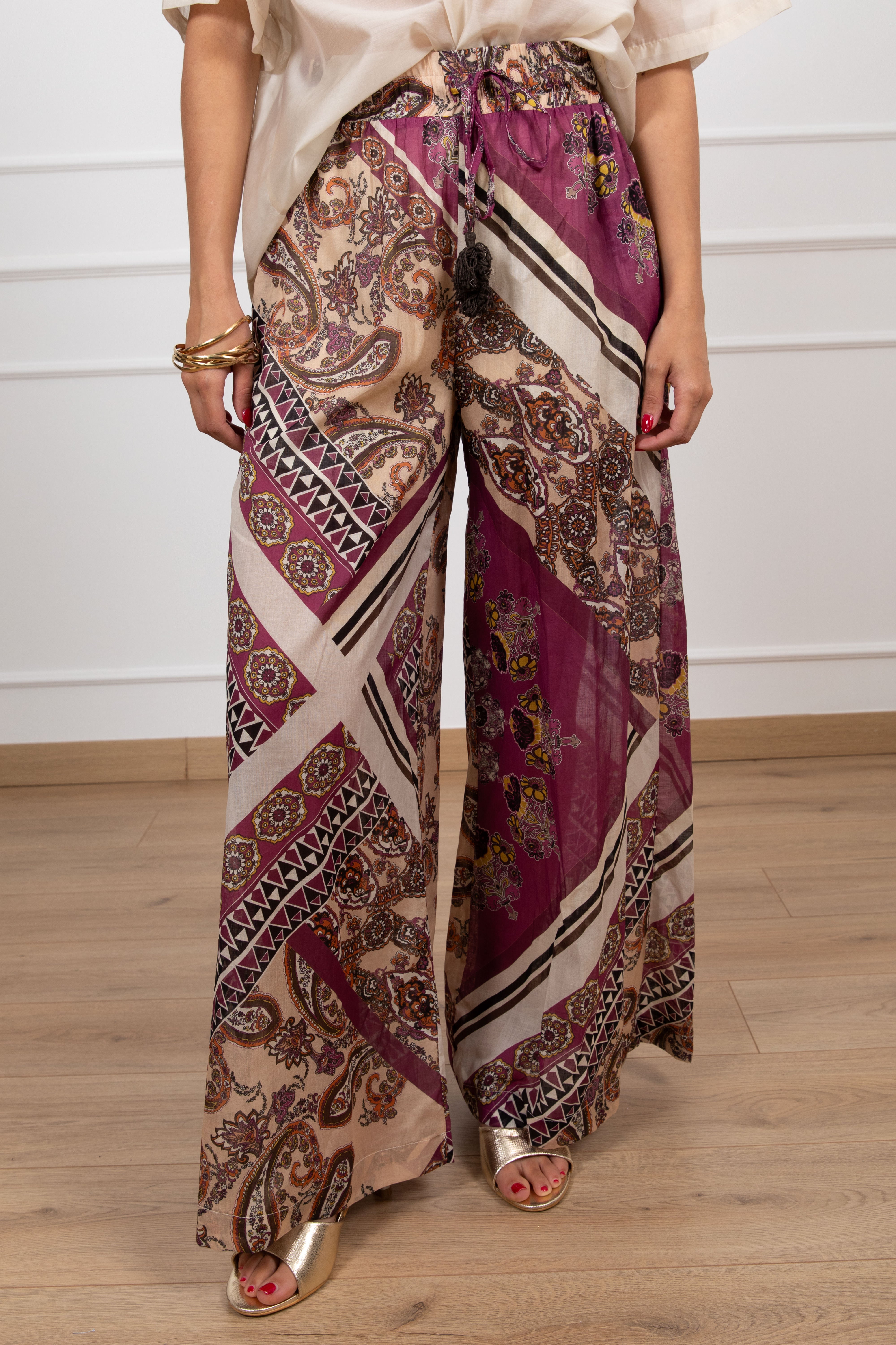 Pantalone fantasia paisley con elastico Tensione IN