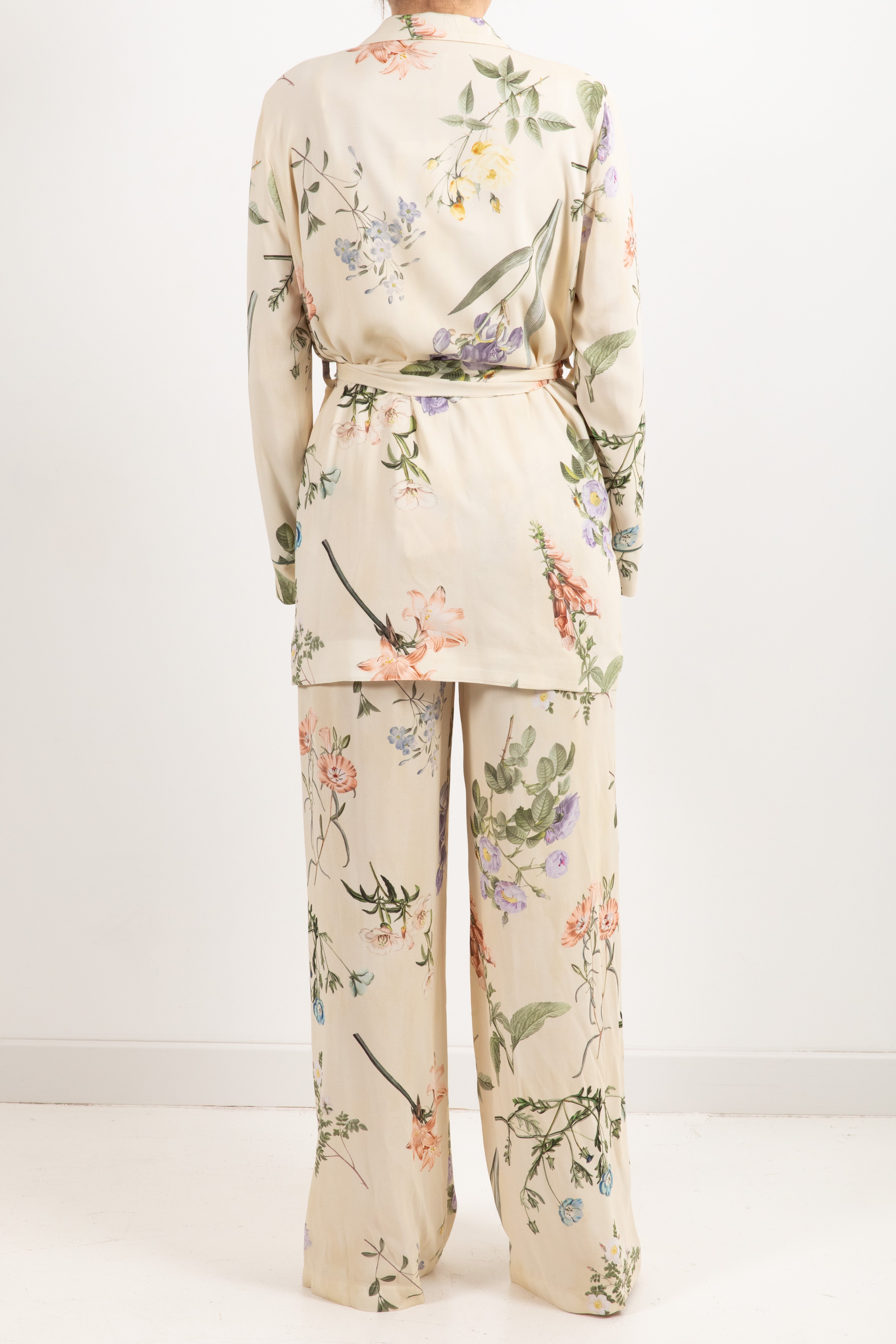Coordinato giacca-kimono e pantalone gamba larga fantasia erbolario Dixie