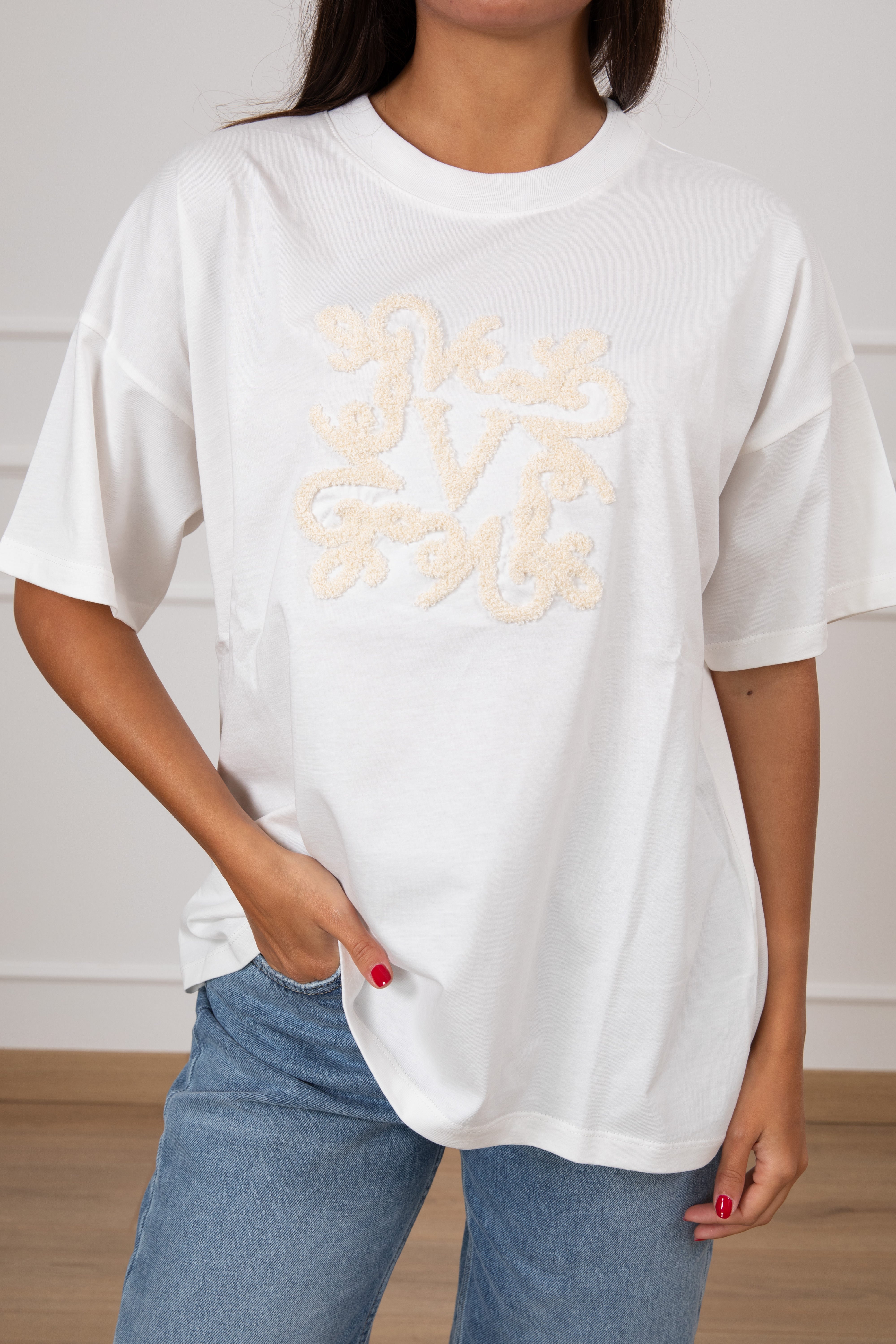 T-shirt over-size con monogram in spugna ViCOLO