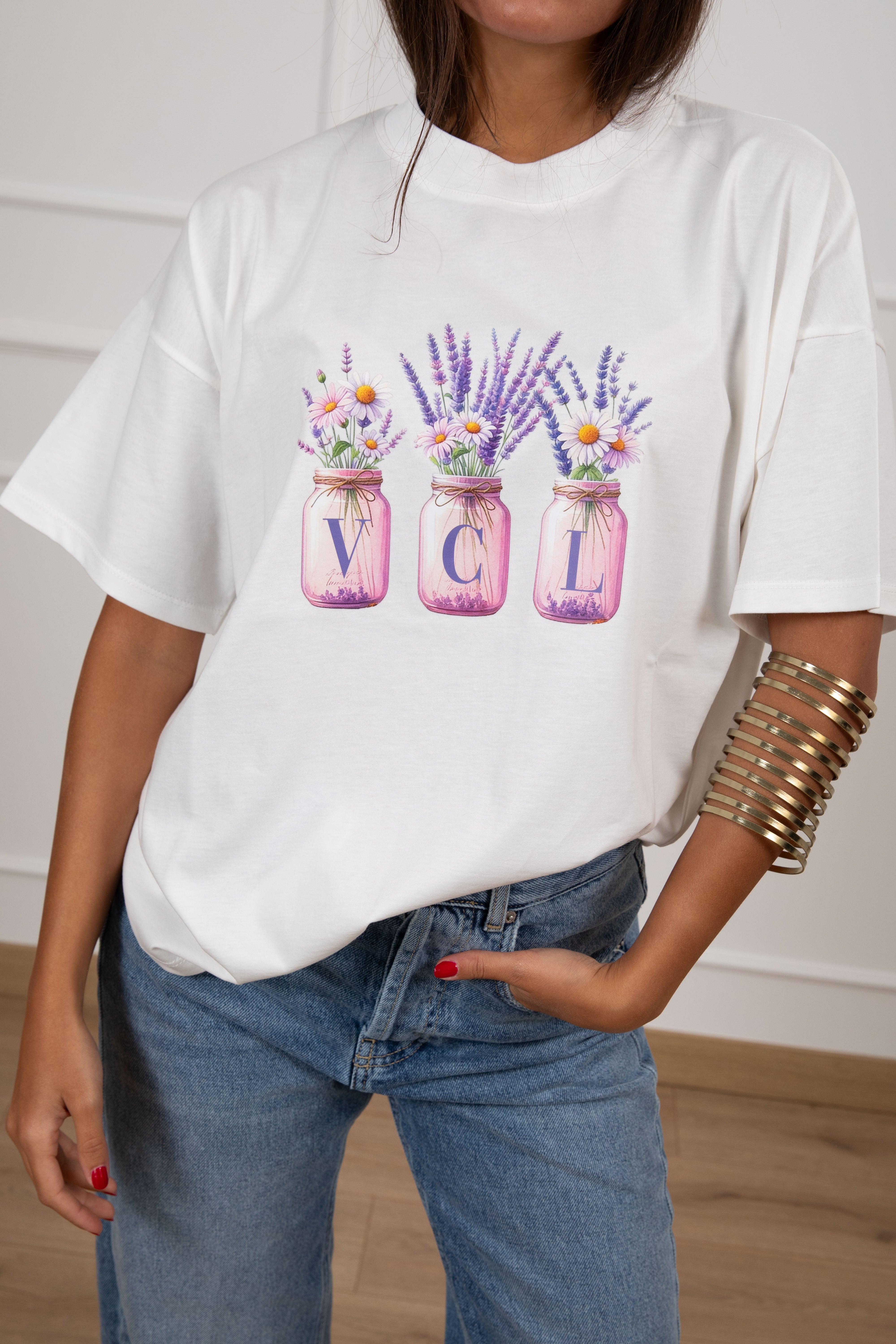 T-shirt over-size monogram con lavanda ViCOLO