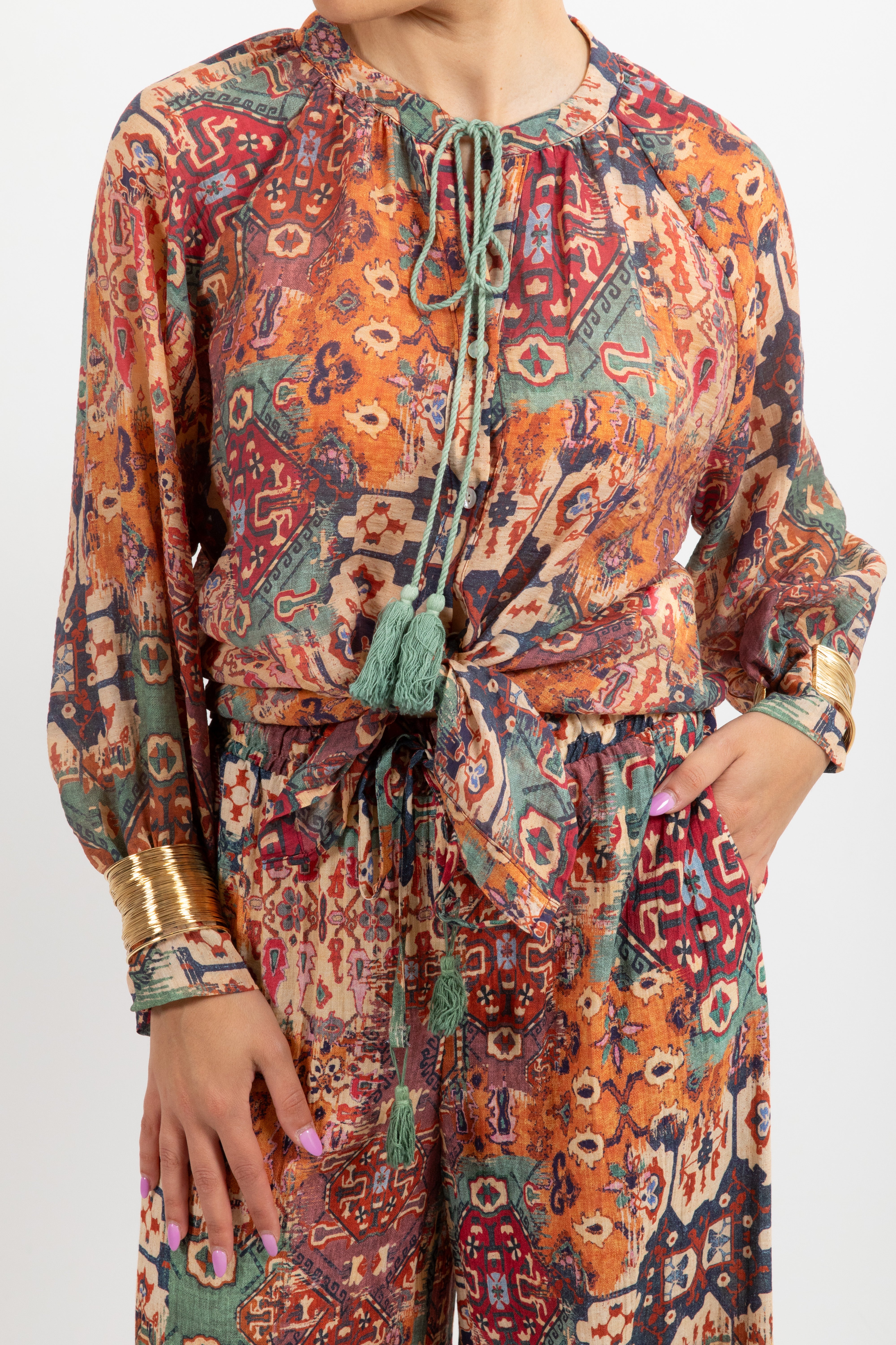 Camicia con nappine fantasia persiana Tensione IN