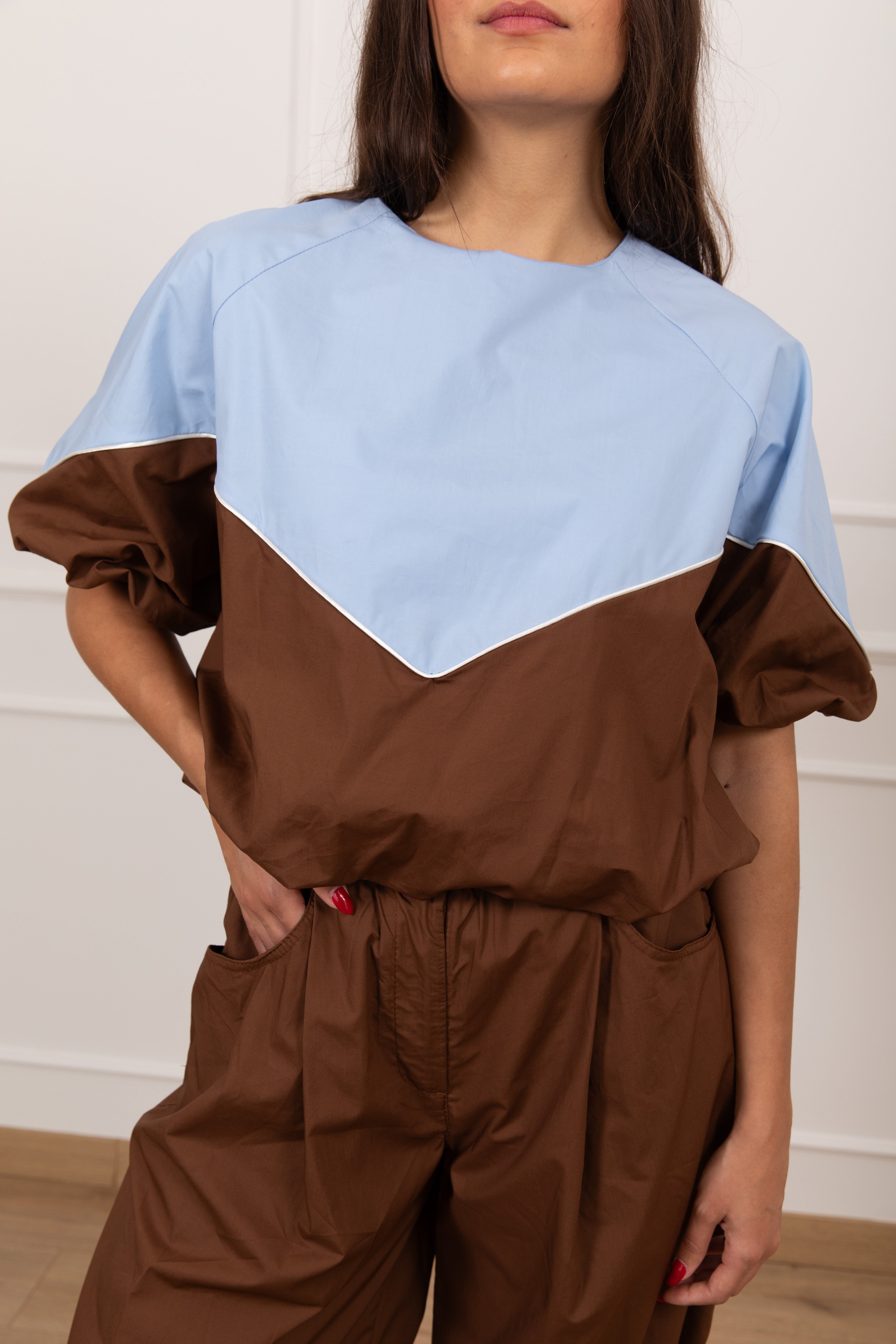 Blusa bi-color a palloncino Tensione IN