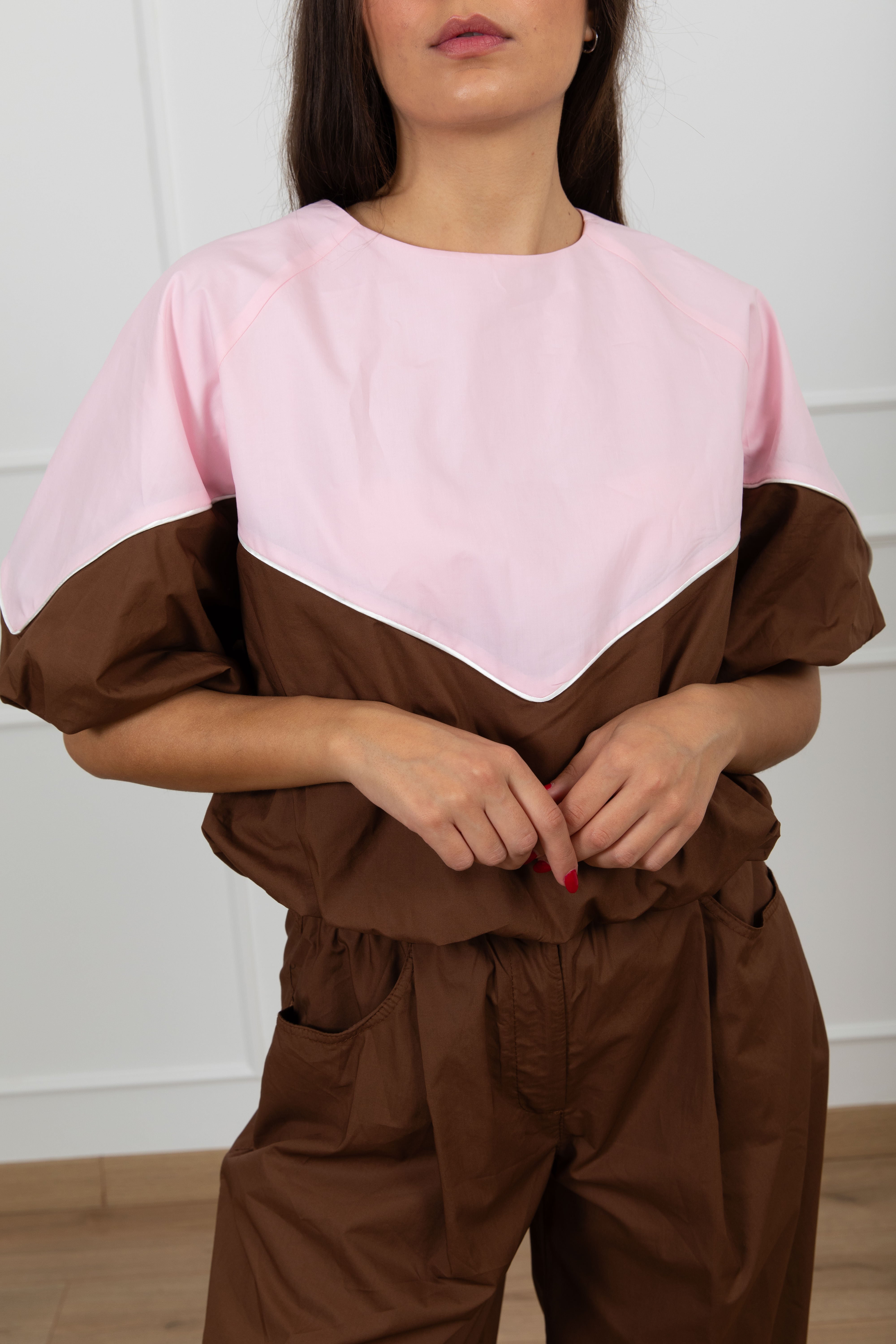 Blusa bi-color a palloncino Tensione IN