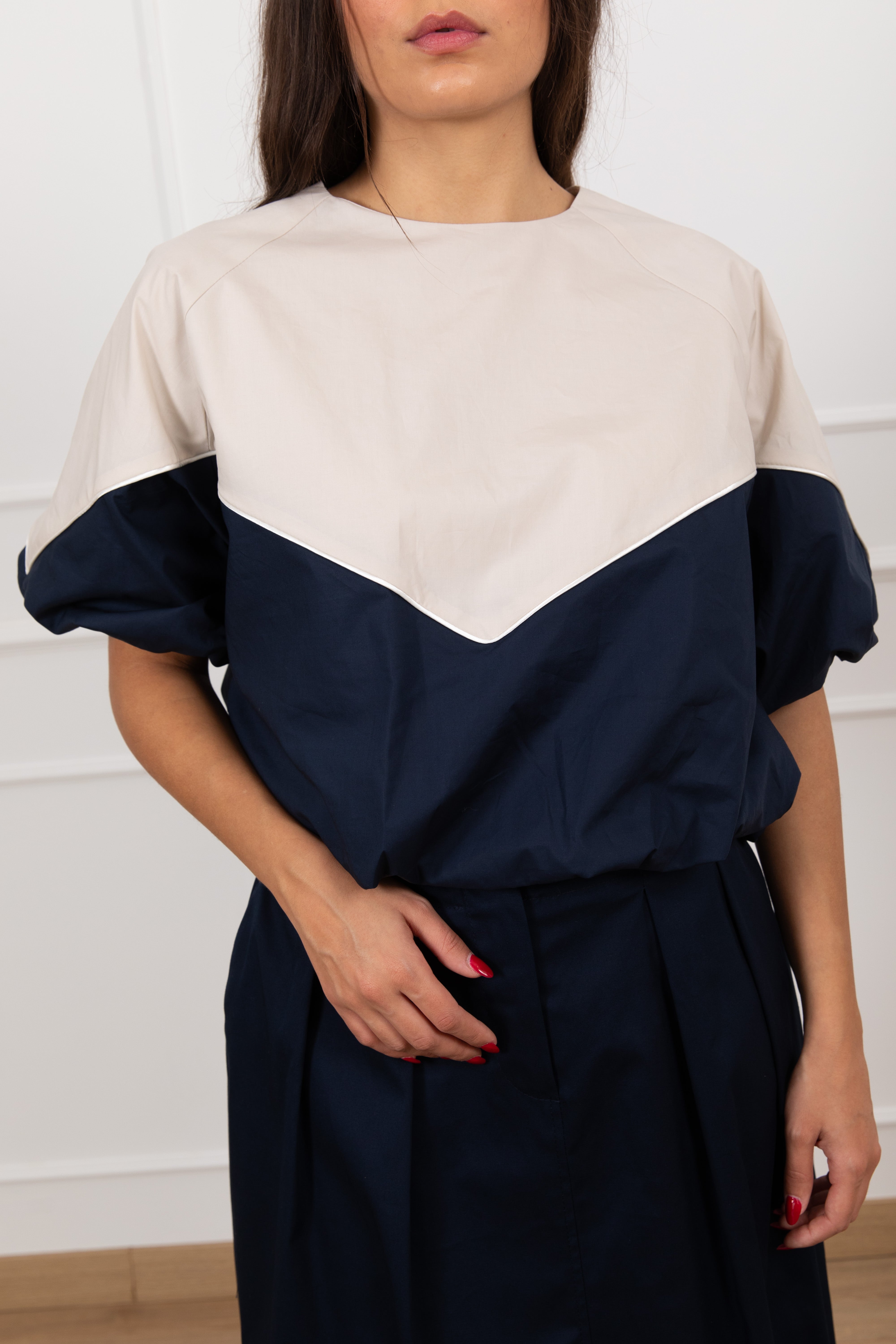 Blusa bi-color a palloncino Tensione IN