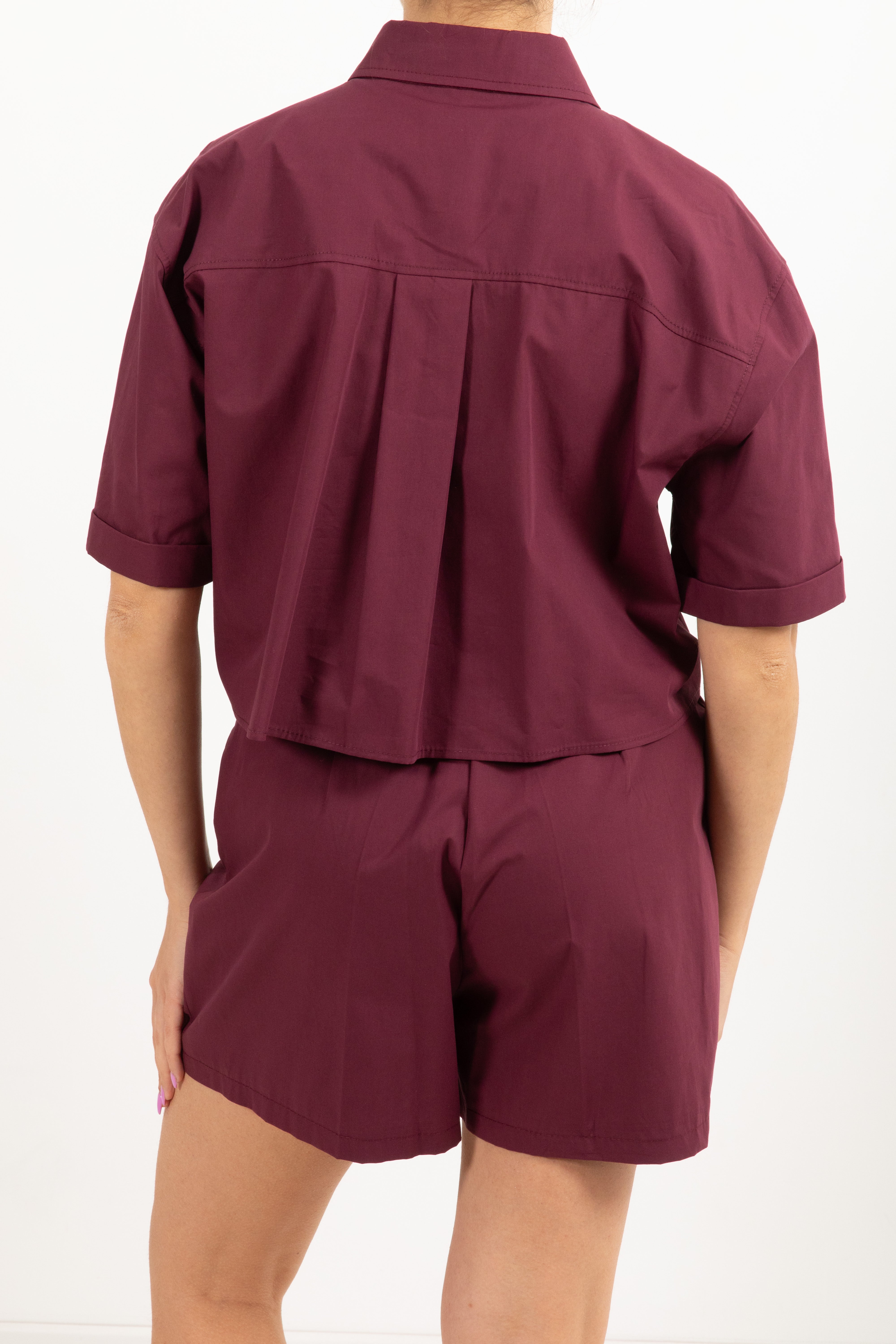 Coordinato camicia cropped a manica corta e shorts in cotone Susy Mix