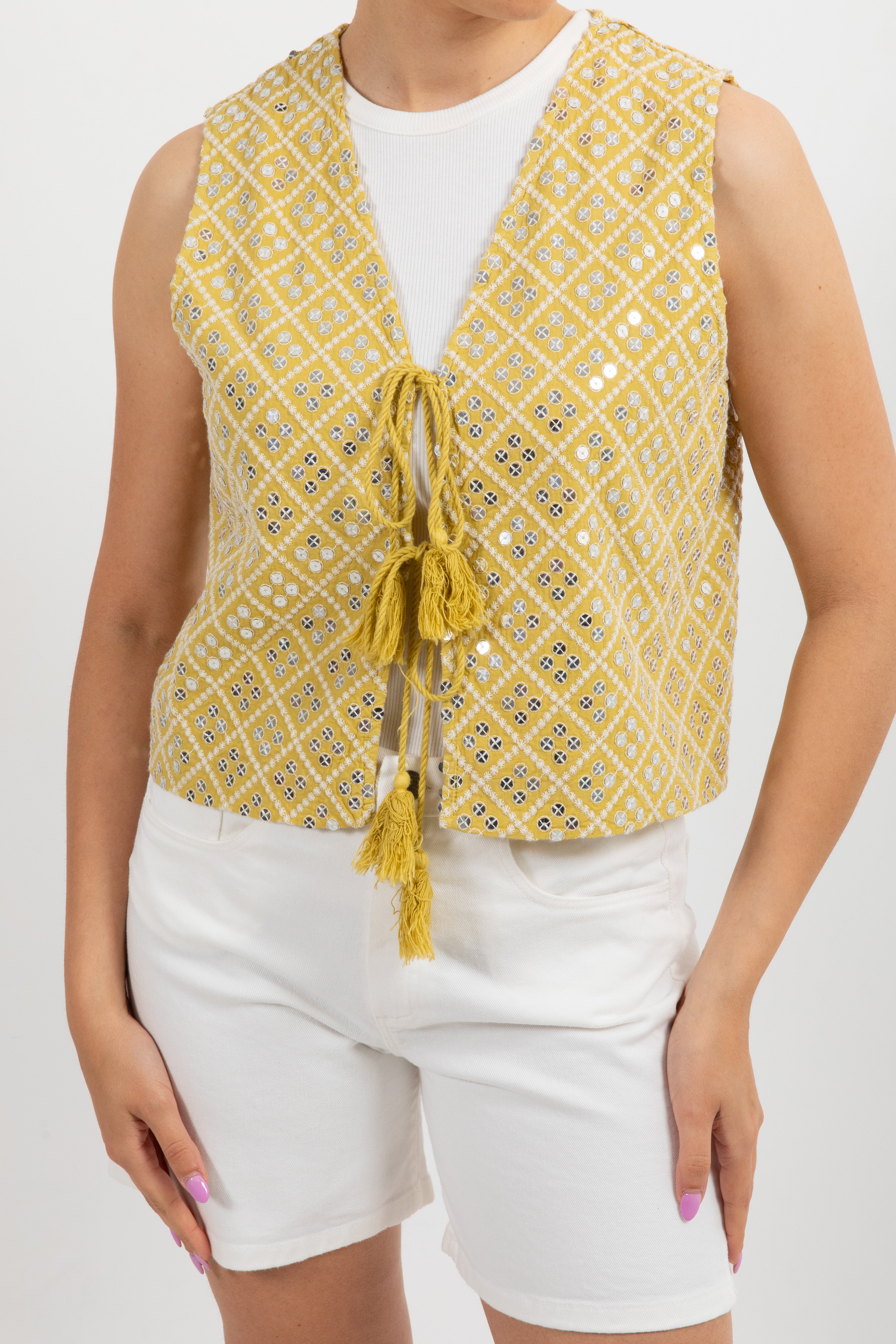 Gilet con fiocchi e applicazioni paillettes Dixie