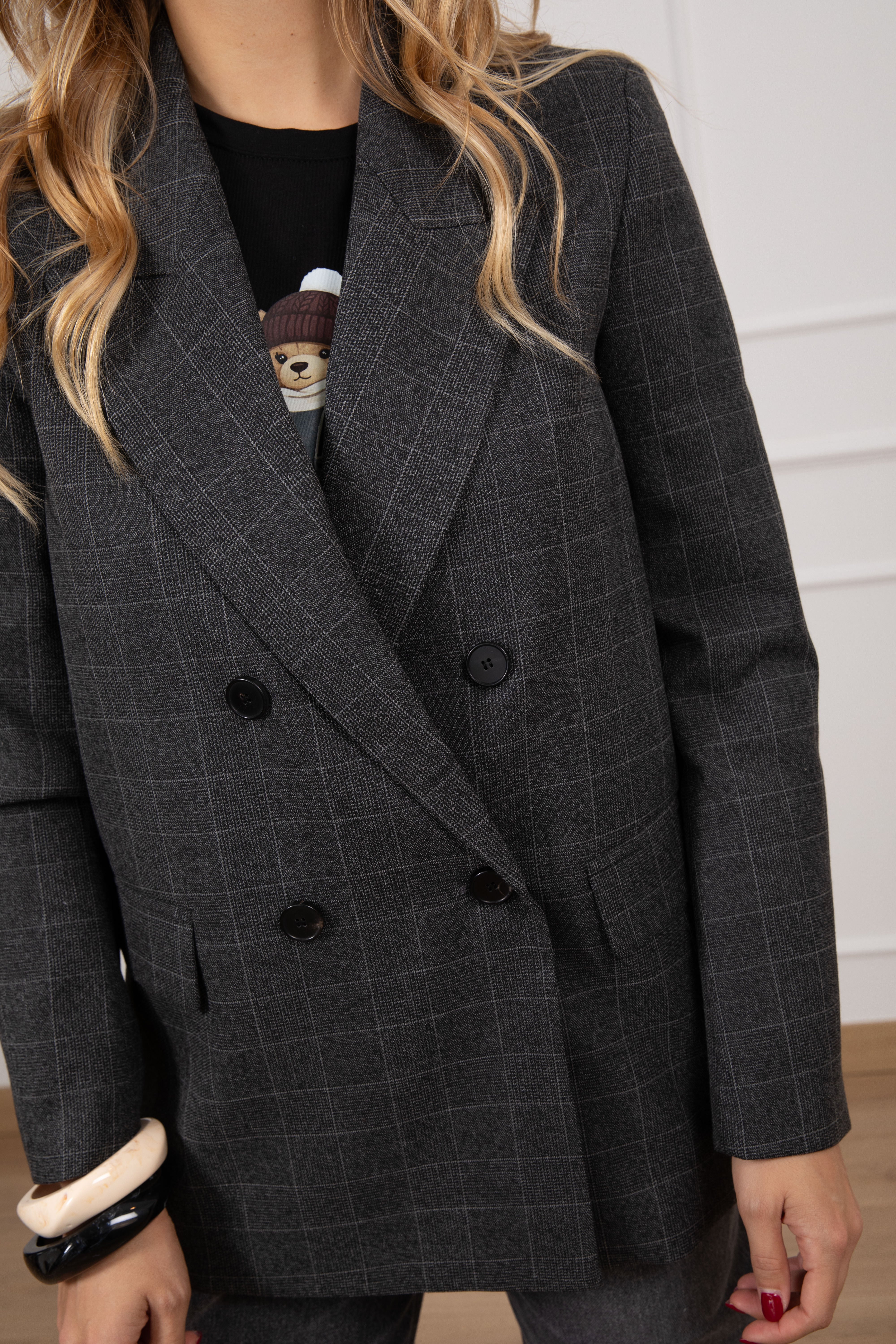 Giacca 4 bottoni check antracite ViCOLO